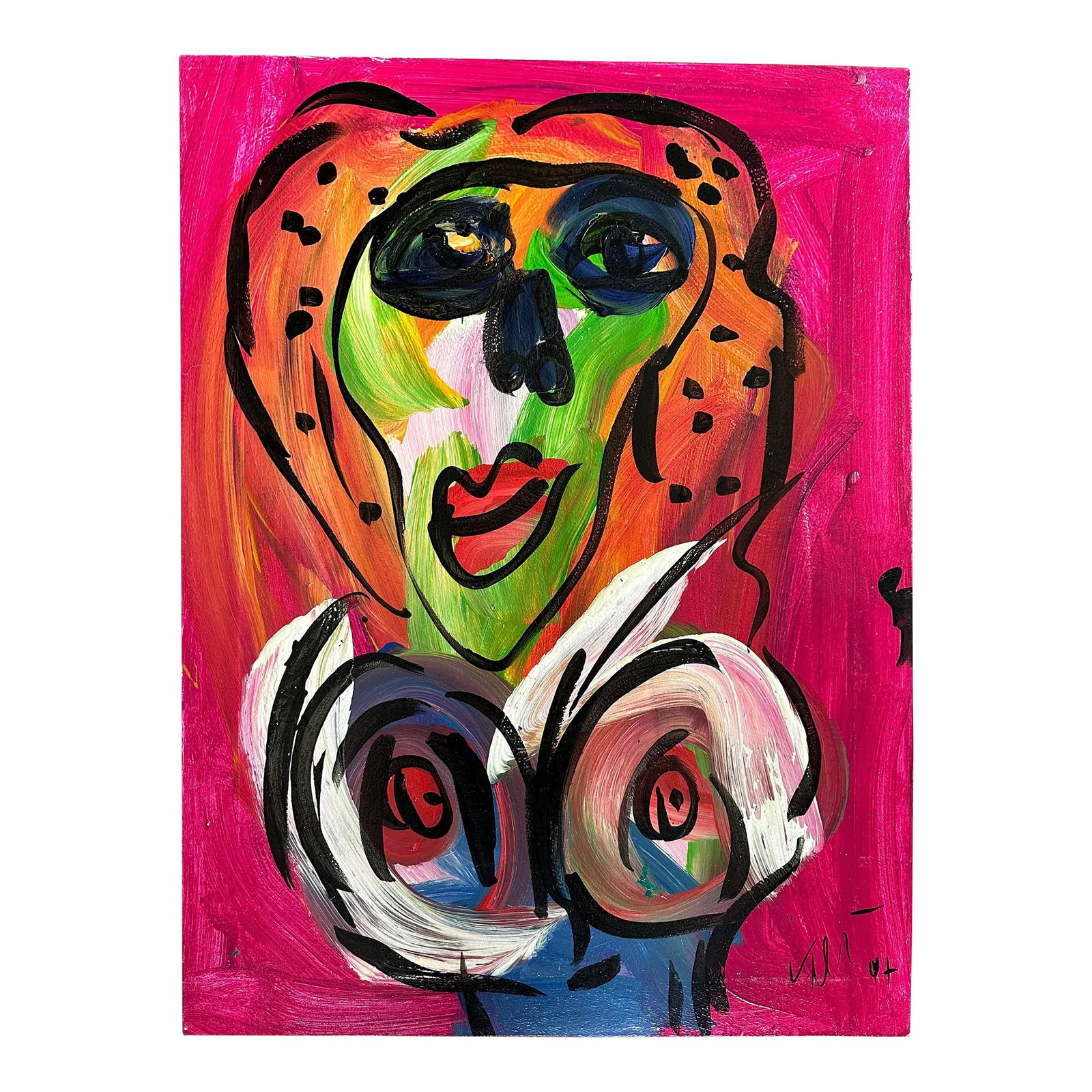Peter Keil, 1997- Junge Wilde Collection: Peter Keil is a German artist who focuses primarily on abstract expressionism. Keil painted with some of the greats, including Joan Miró, Pablo Picasso, and Andy Warhol, to name a few. This is a