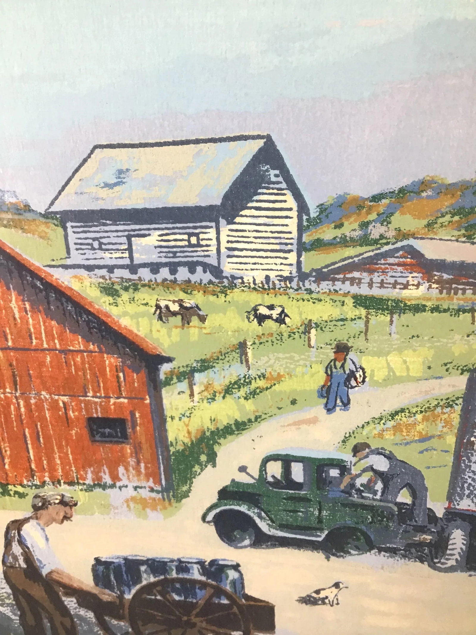 1940s Vintage Harry Shokler Pinkerton's Corner Original Serigraph Painting - 4