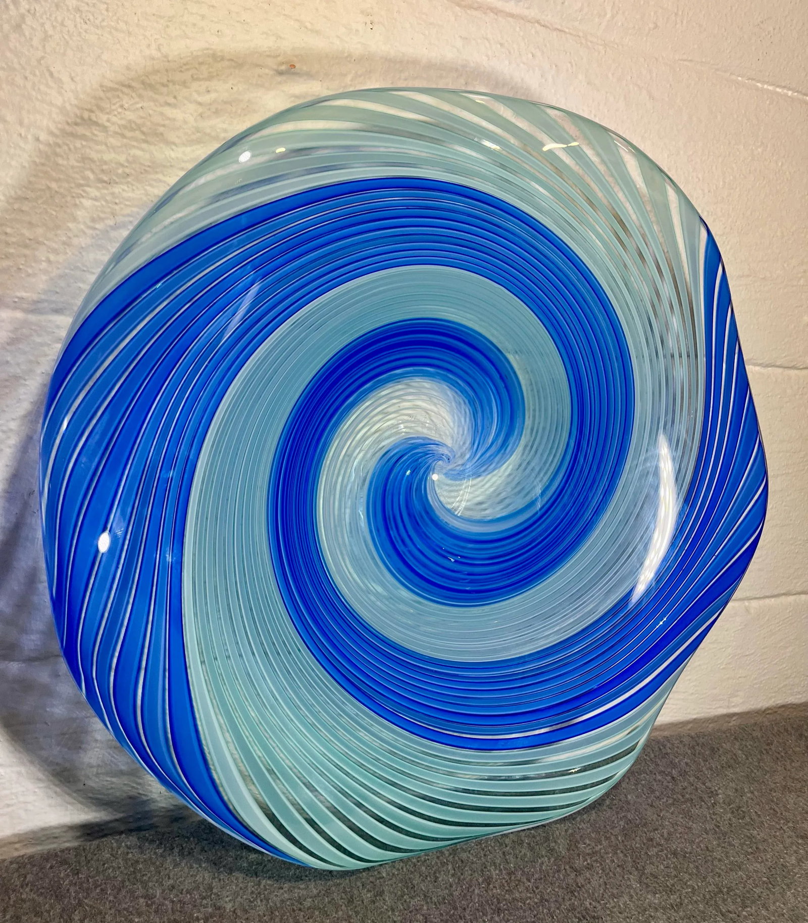 Mid 20th Century Murano Attributed Large Spiral Glass Bowl - 2