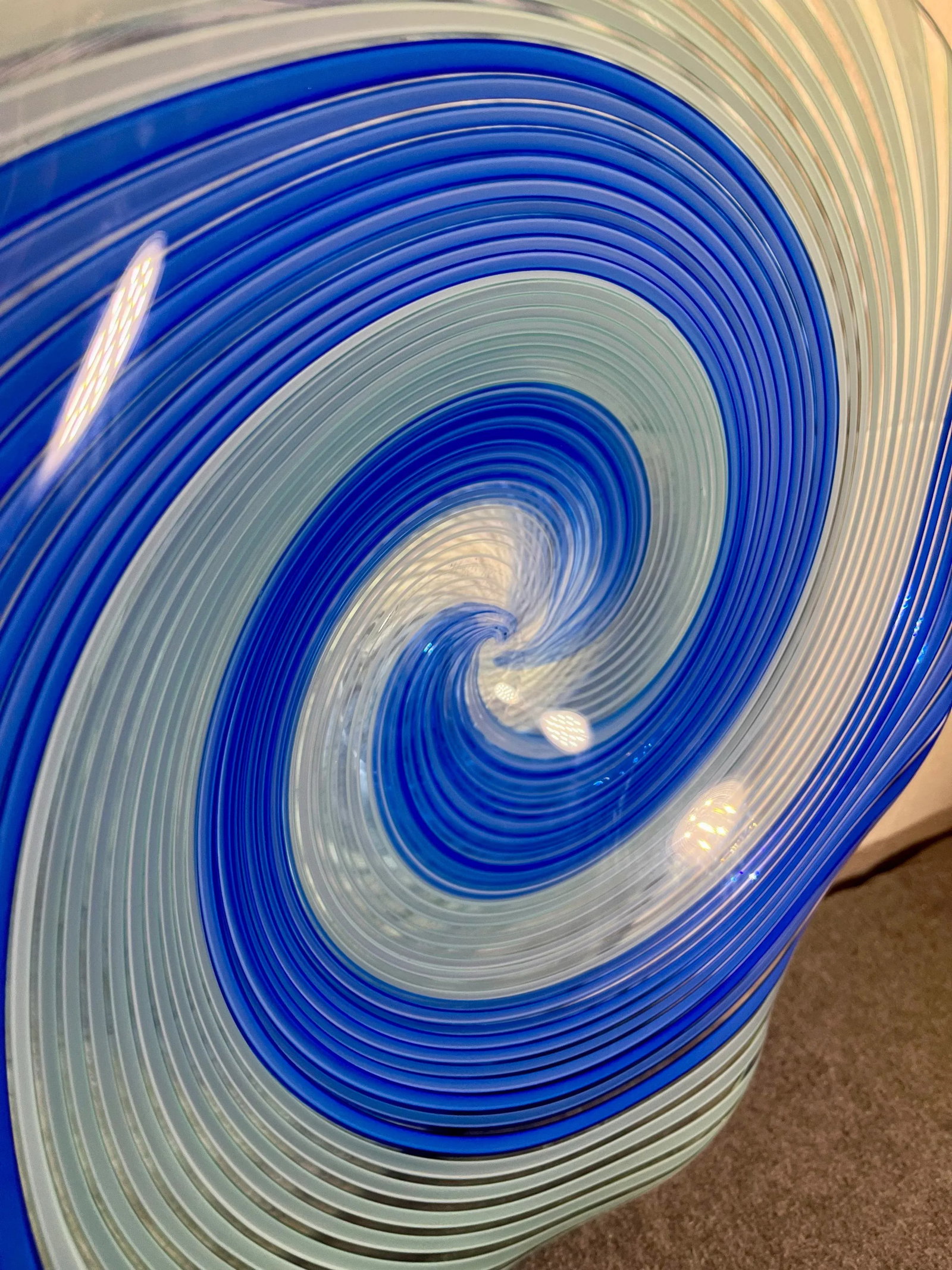 Mid 20th Century Murano Attributed Large Spiral Glass Bowl - 3