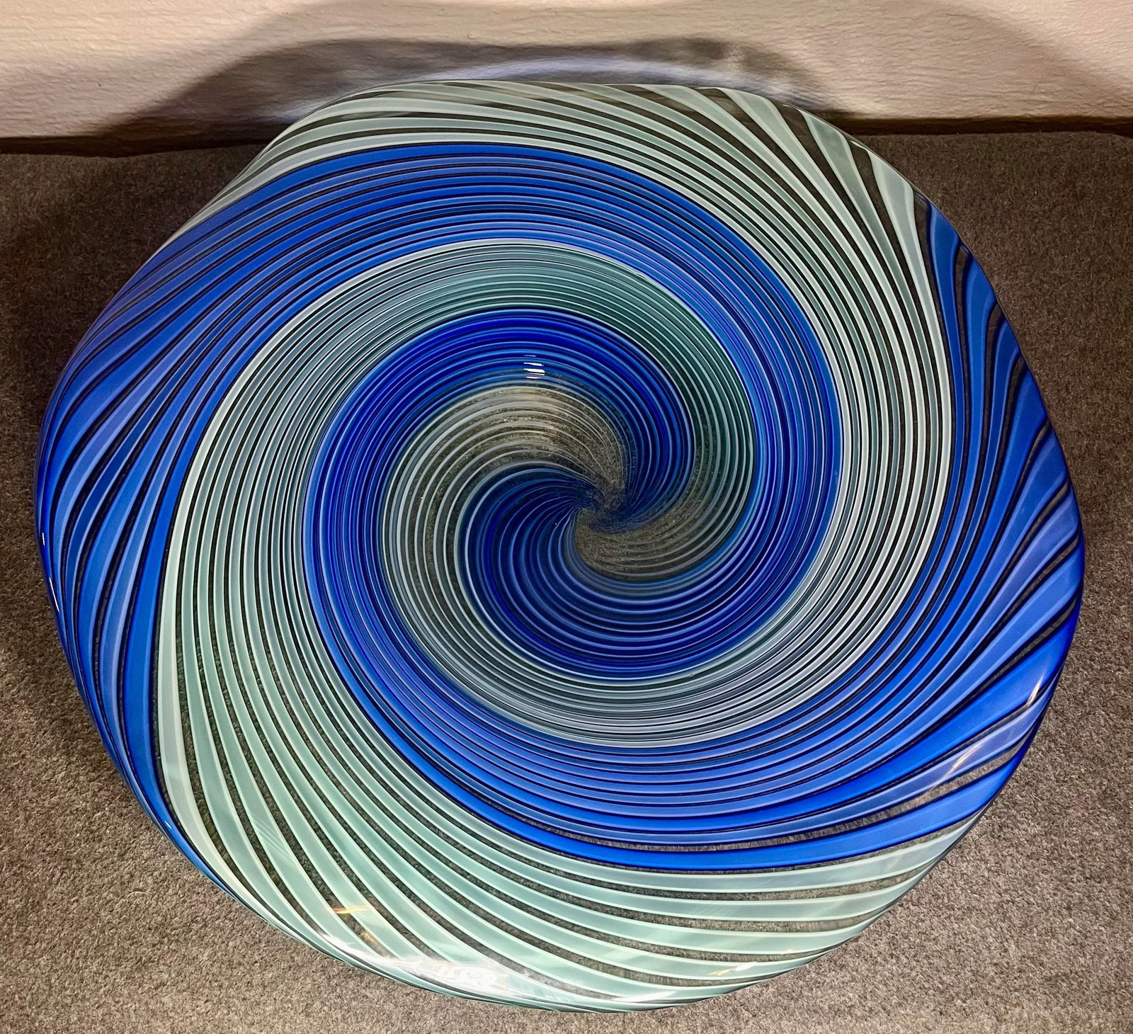 Mid 20th Century Murano Attributed Large Spiral Glass Bowl - 4