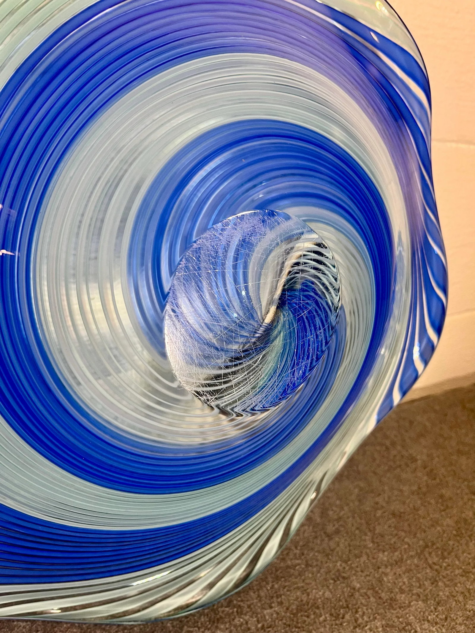 Mid 20th Century Murano Attributed Large Spiral Glass Bowl - 6
