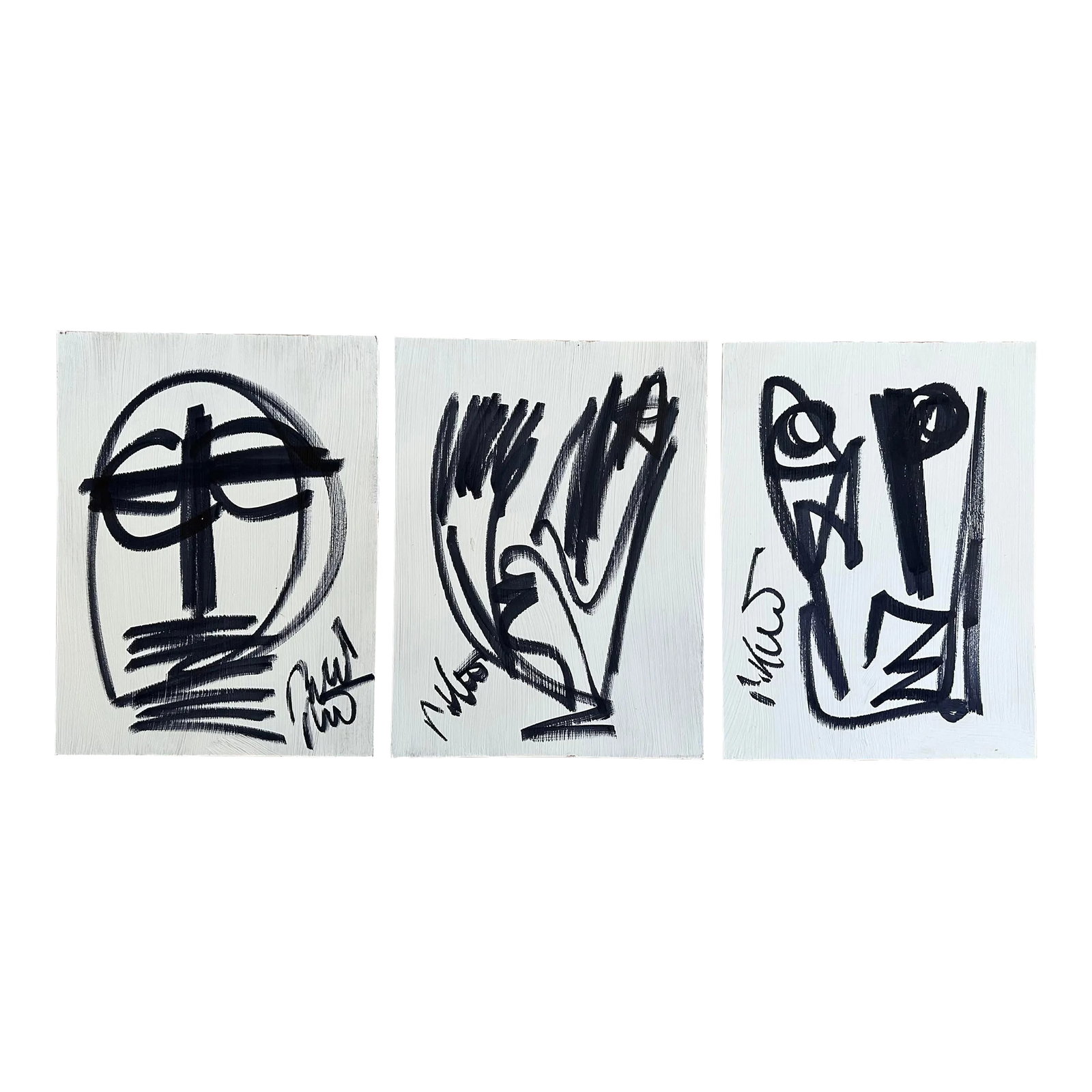 Set of 3 Original Peter Keil Paintings: Peter Keil is a German artist who focuses primarily on abstract expressionism. Keil painted with some of the greats, including Joan Miró, Pablo Picasso, and Andy Warhol, to name a few. This is a