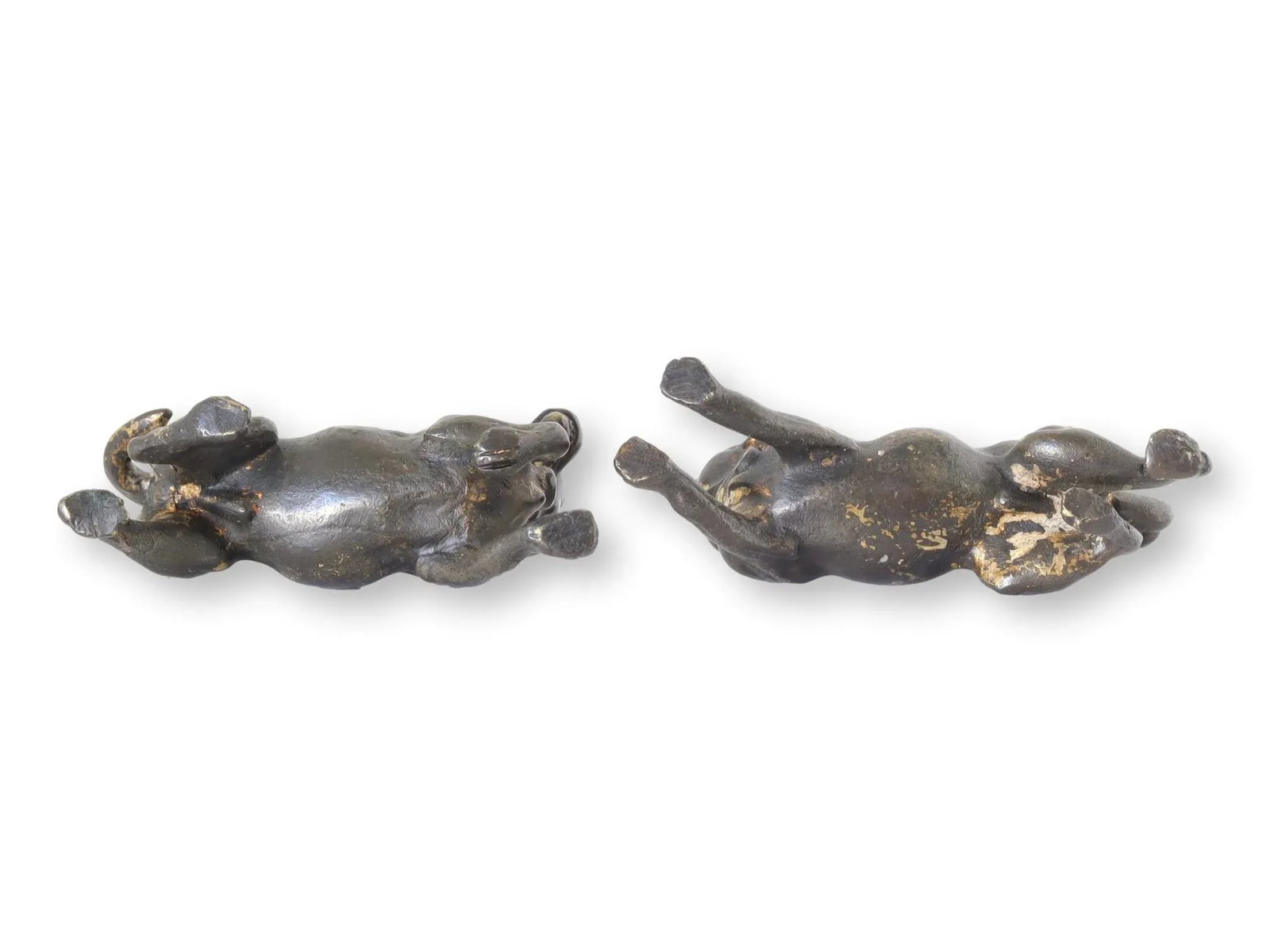Antique Bronze Pug Dogs, a Pair - 2