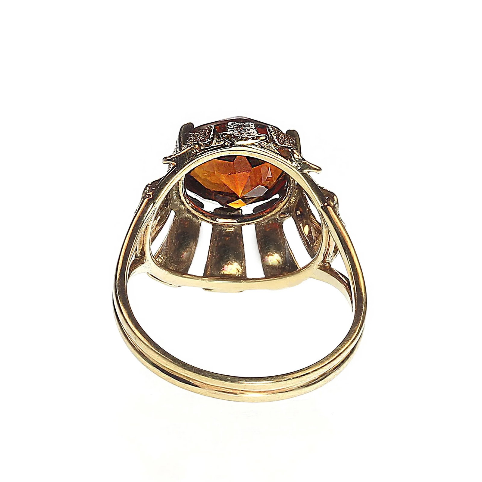Vintage Ring 14k Gold Sunflower Setting for Round Citrine Size 5.5 - 3