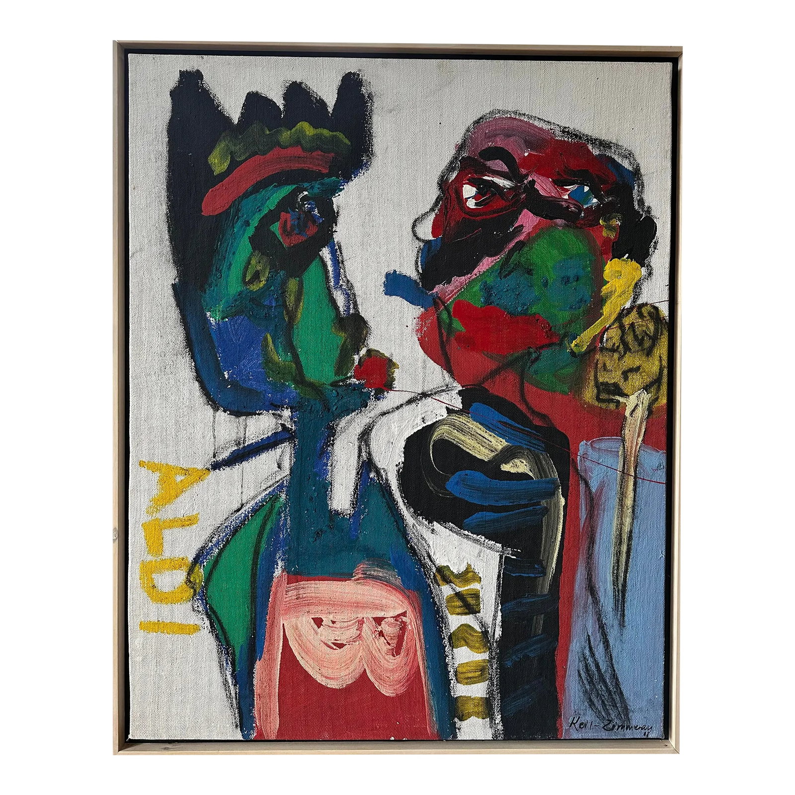 Rare Large Scale Peter Keil Painting, 1988 - Junge Wilde Collection: Peter Keil is a German artist who focuses primarily on abstract expressionism. Keil painted with some of the greats, including Joan Miró, Pablo Picasso, and Andy Warhol, to name a few. This is a
