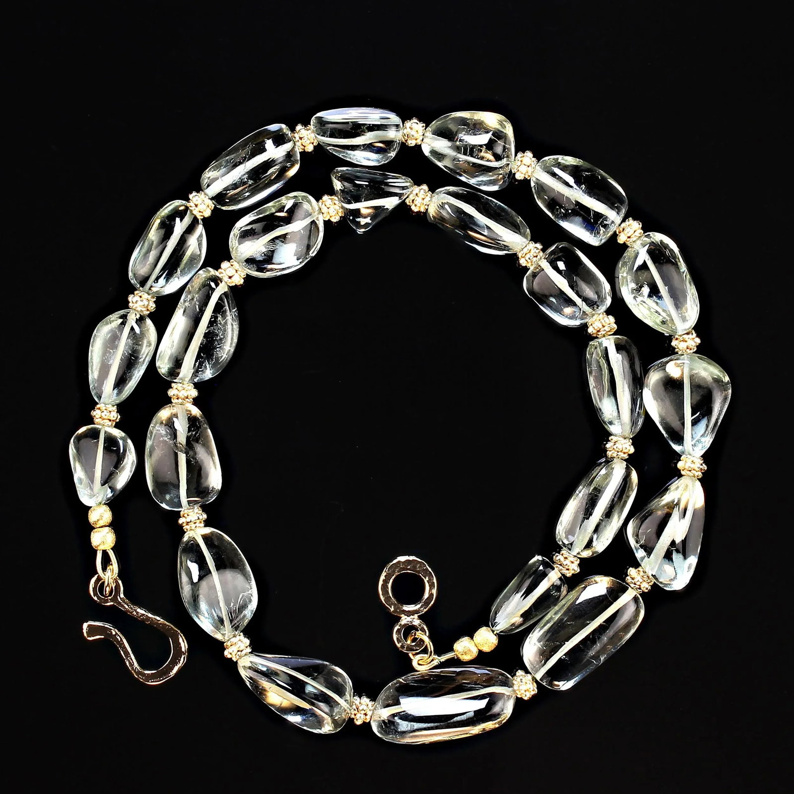 Praziolite Graduated Necklace With Goldy Accents - 4