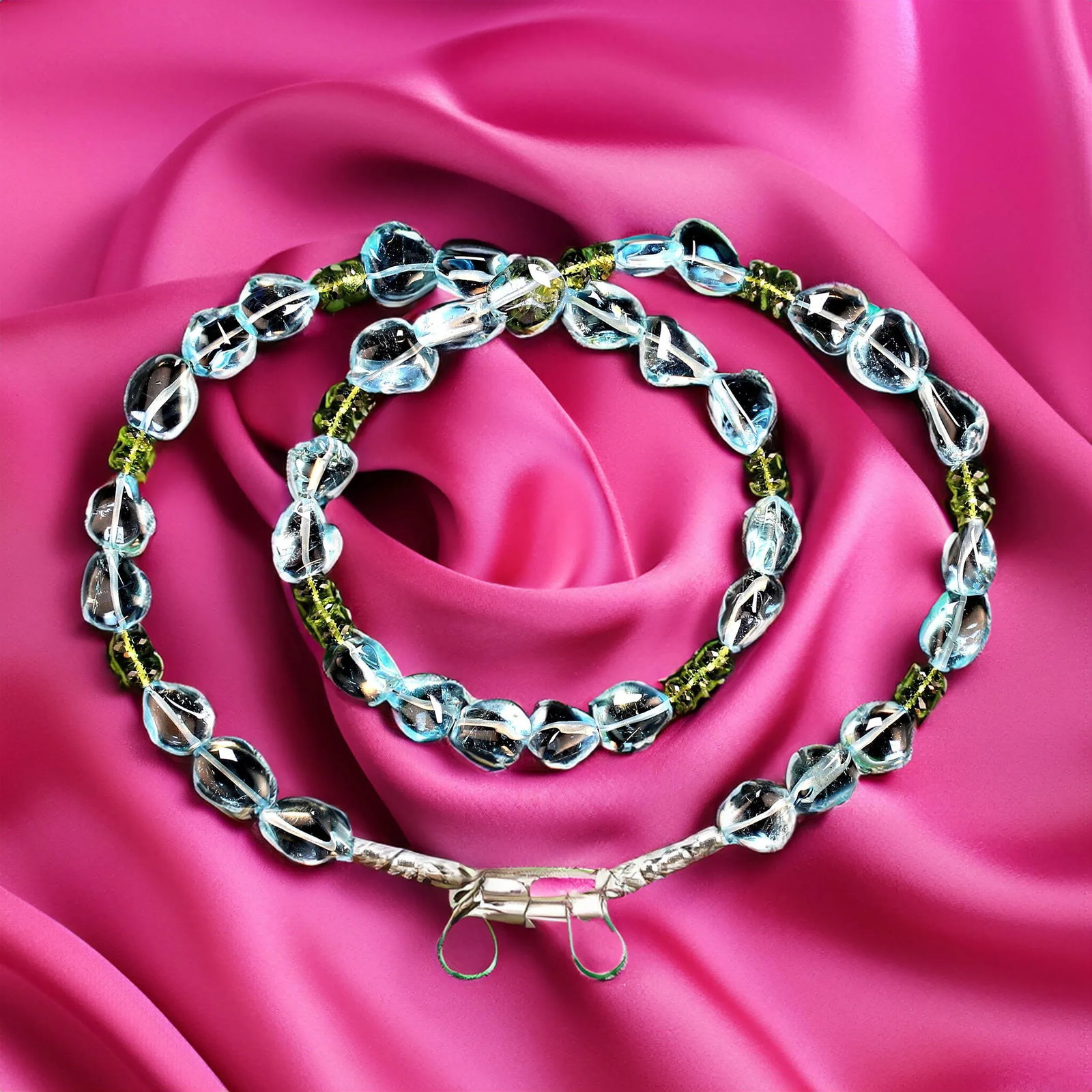 Blue Topaz & Peridot Necklace - 6