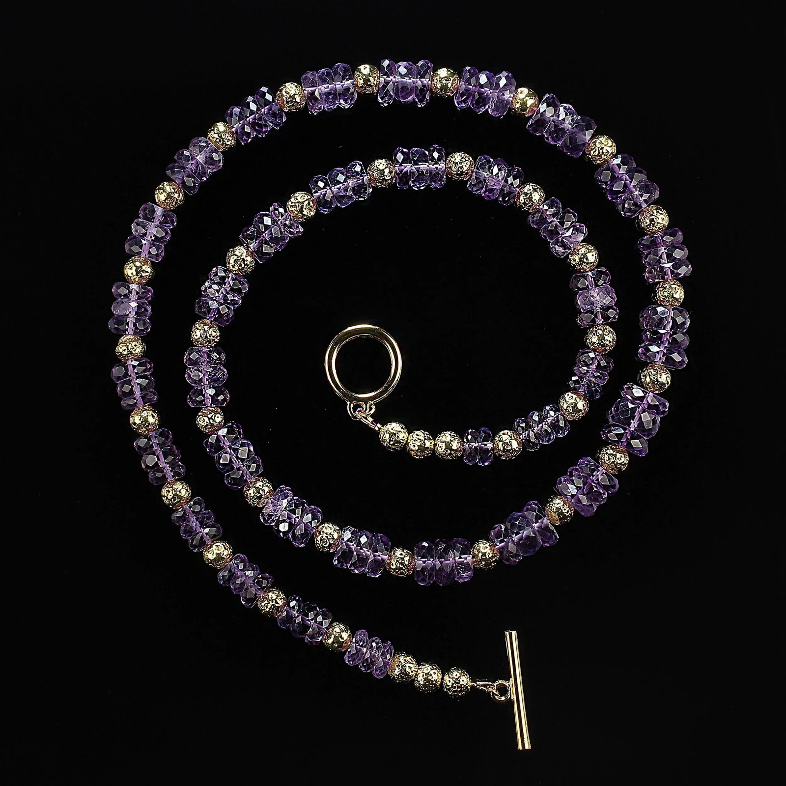 Lilac Amethyst & Lava Rock Necklace - 3
