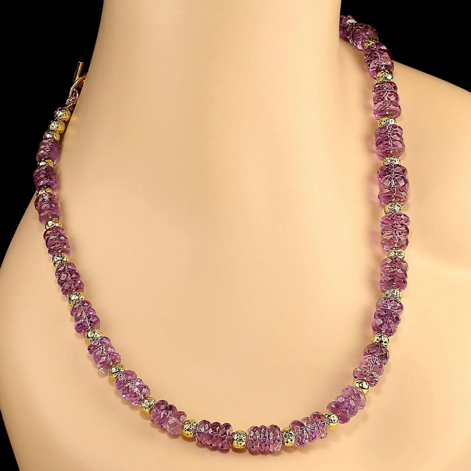 Lilac Amethyst & Lava Rock Necklace - 4