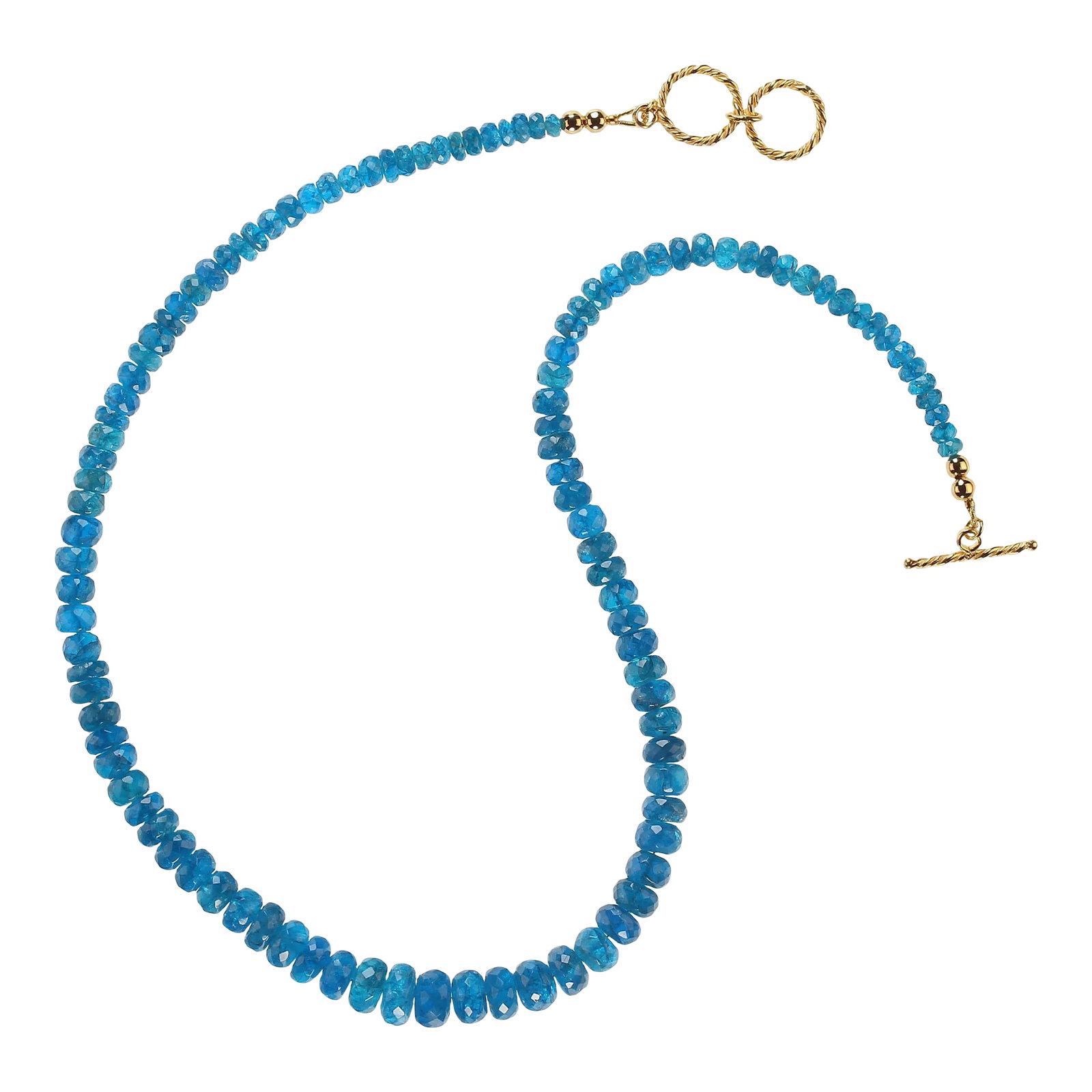 Graduated Rondelles of Neon Apatite Necklace - 2
