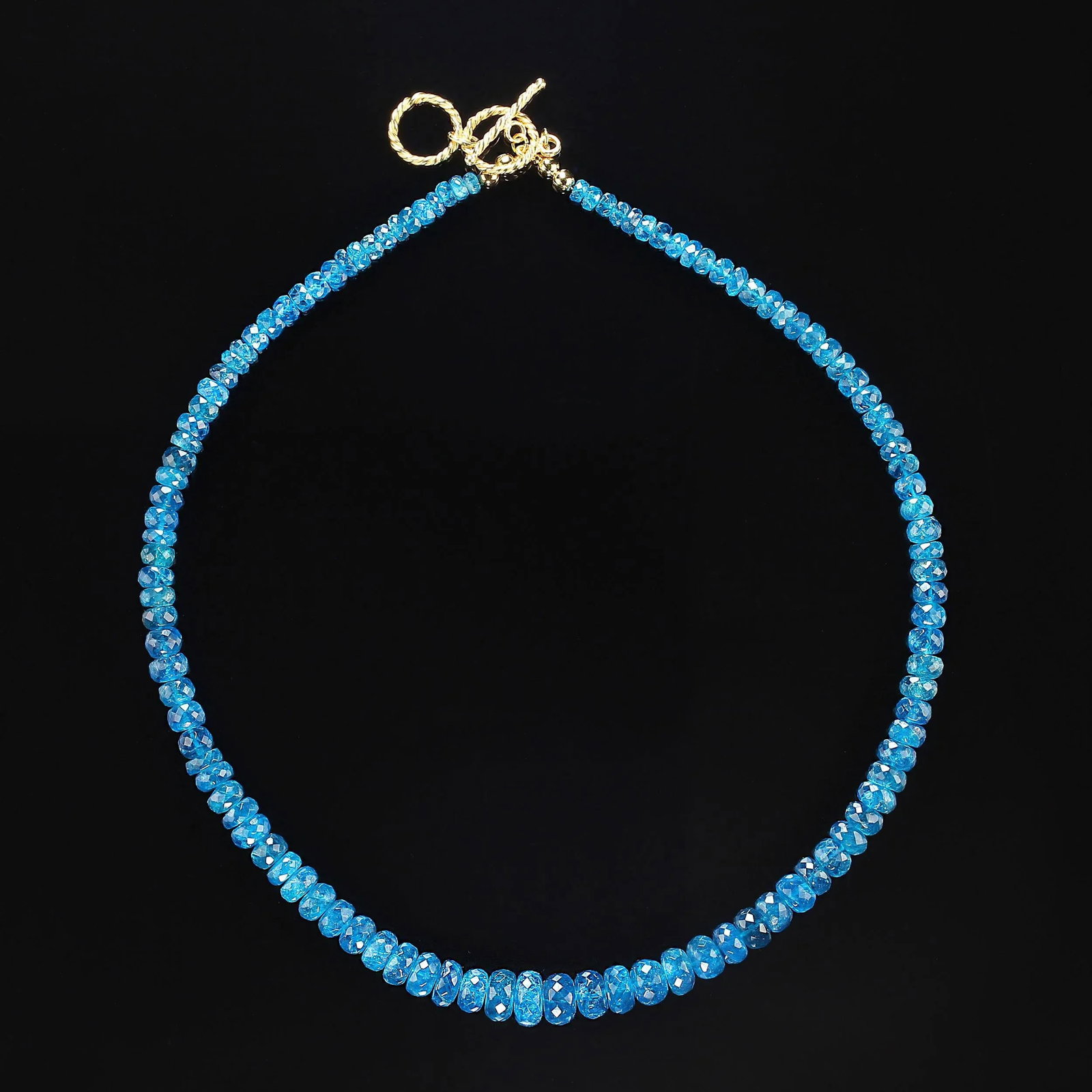 Graduated Rondelles of Neon Apatite Necklace - 4