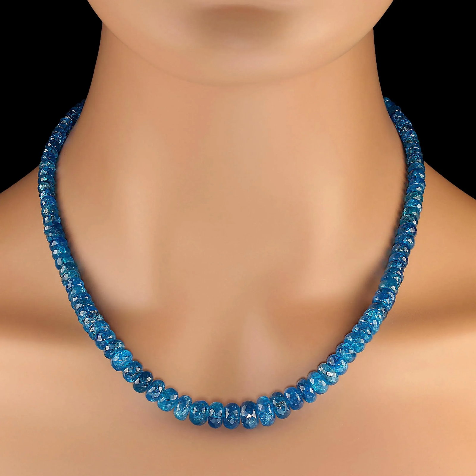 Graduated Rondelles of Neon Apatite Necklace - 5