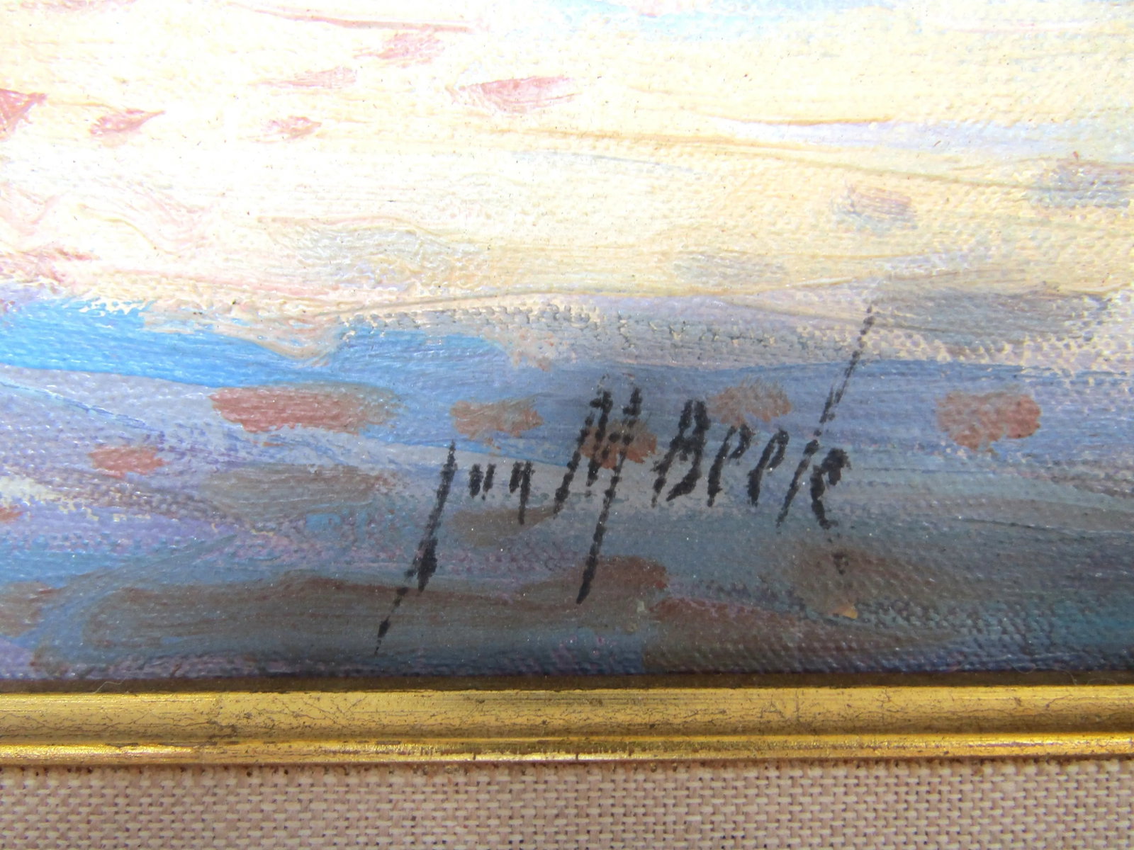 Impressionist Autumn Cityscape Early 20th-Century Oil Painting on Canvas Framed Signed - 4