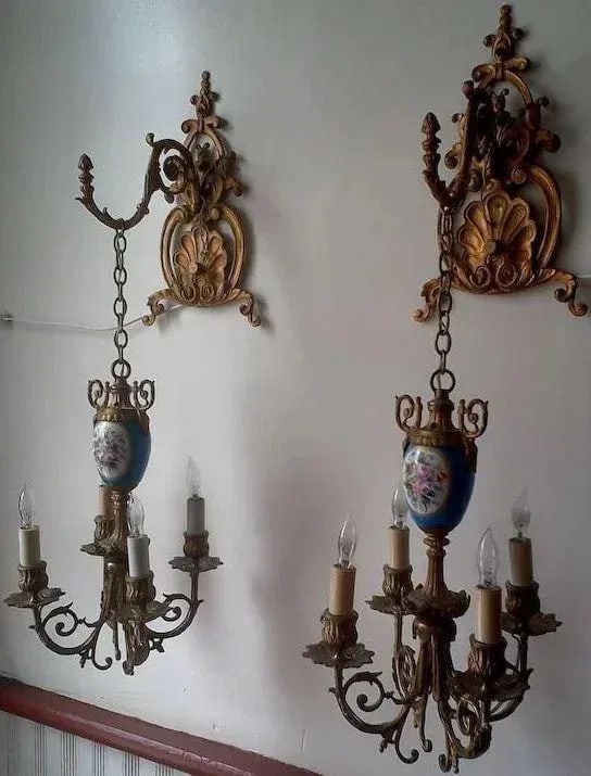 Floral Pendant Lights or Sconces - a Pair - 3