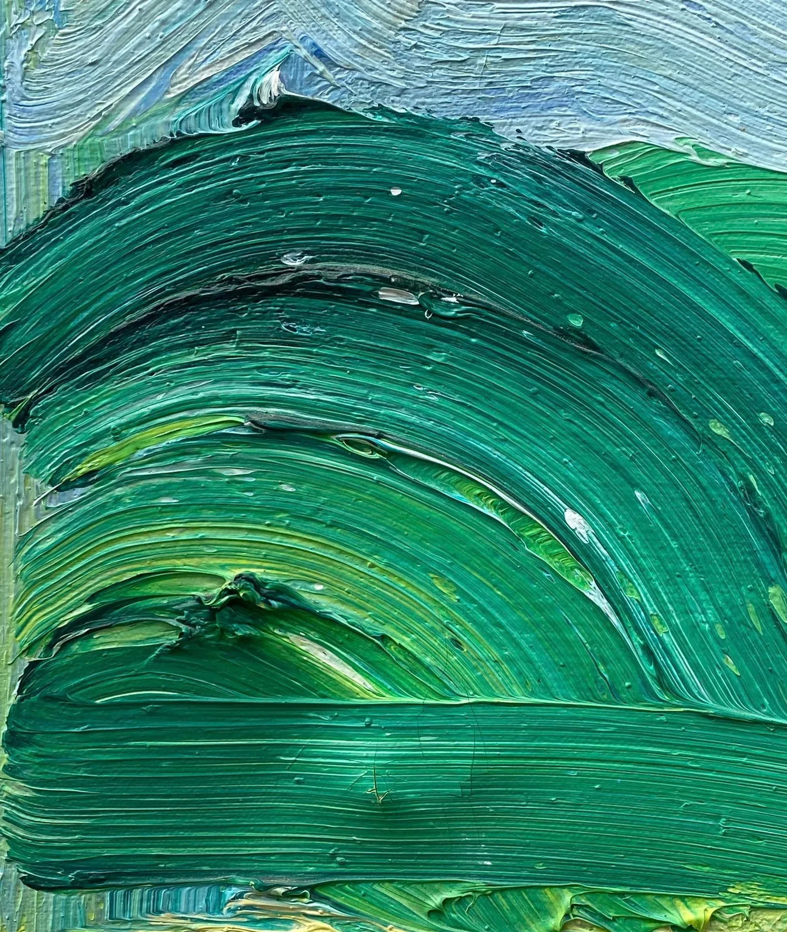 1980's Large Impressionist Abstract Oil Painting on Canvas Landscape "The Geyser" Signed Shect - 8