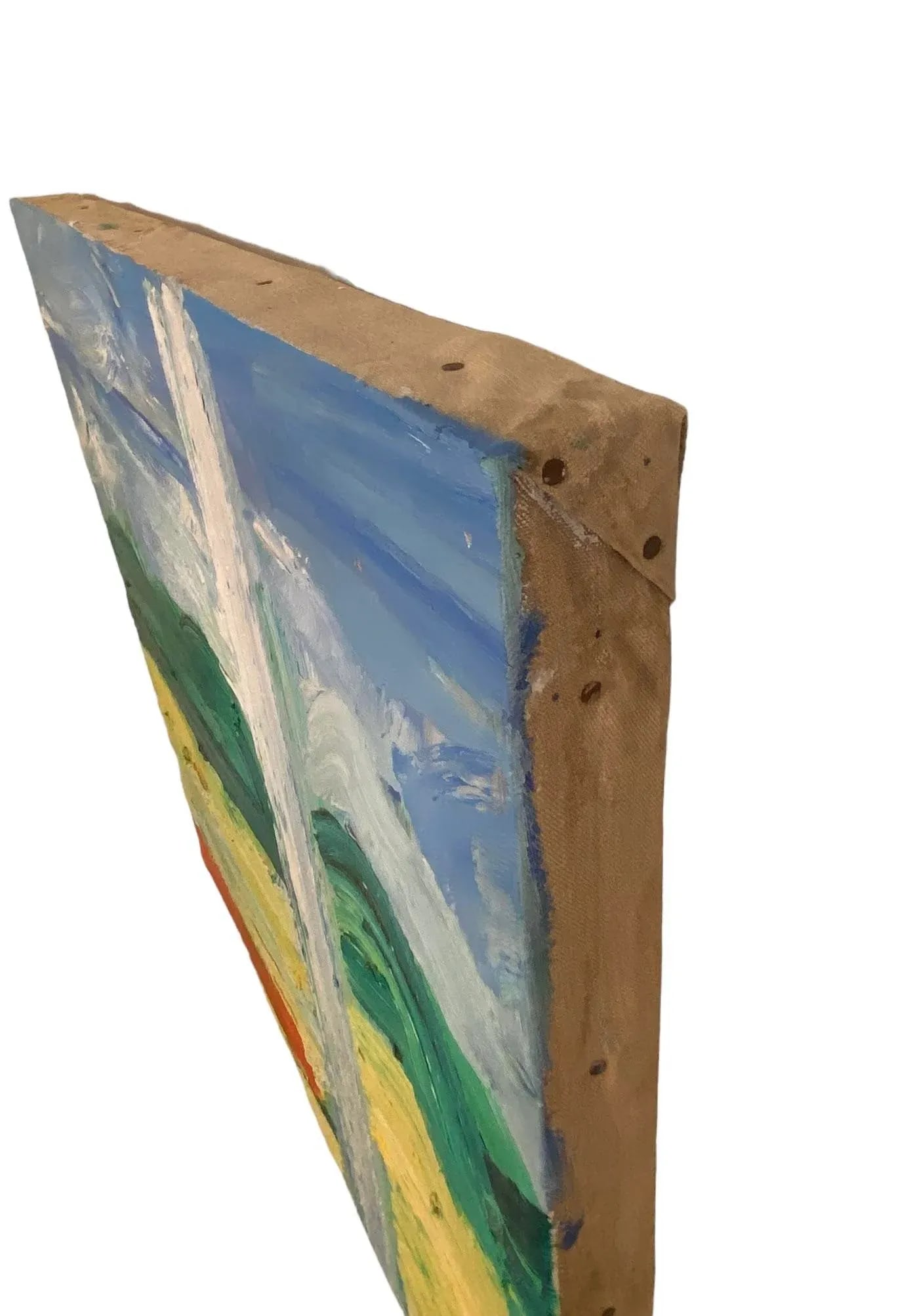1980's Large Impressionist Abstract Oil Painting on Canvas Landscape "The Geyser" Signed Shect - 9