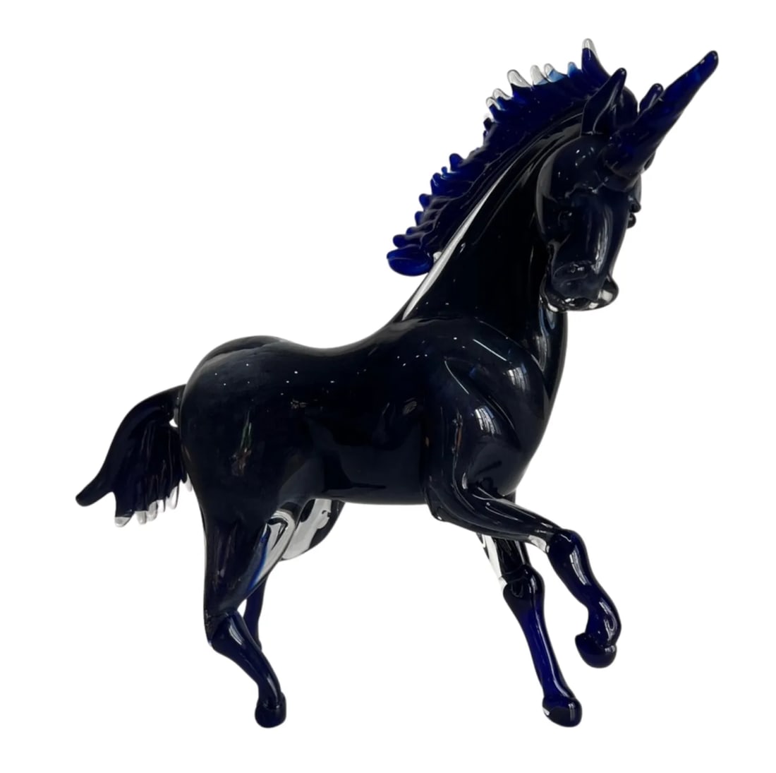 Vintage Murano Cobalt Art Glass Sculpture Unicorn Horse Signed Guiman 1/1 - 6