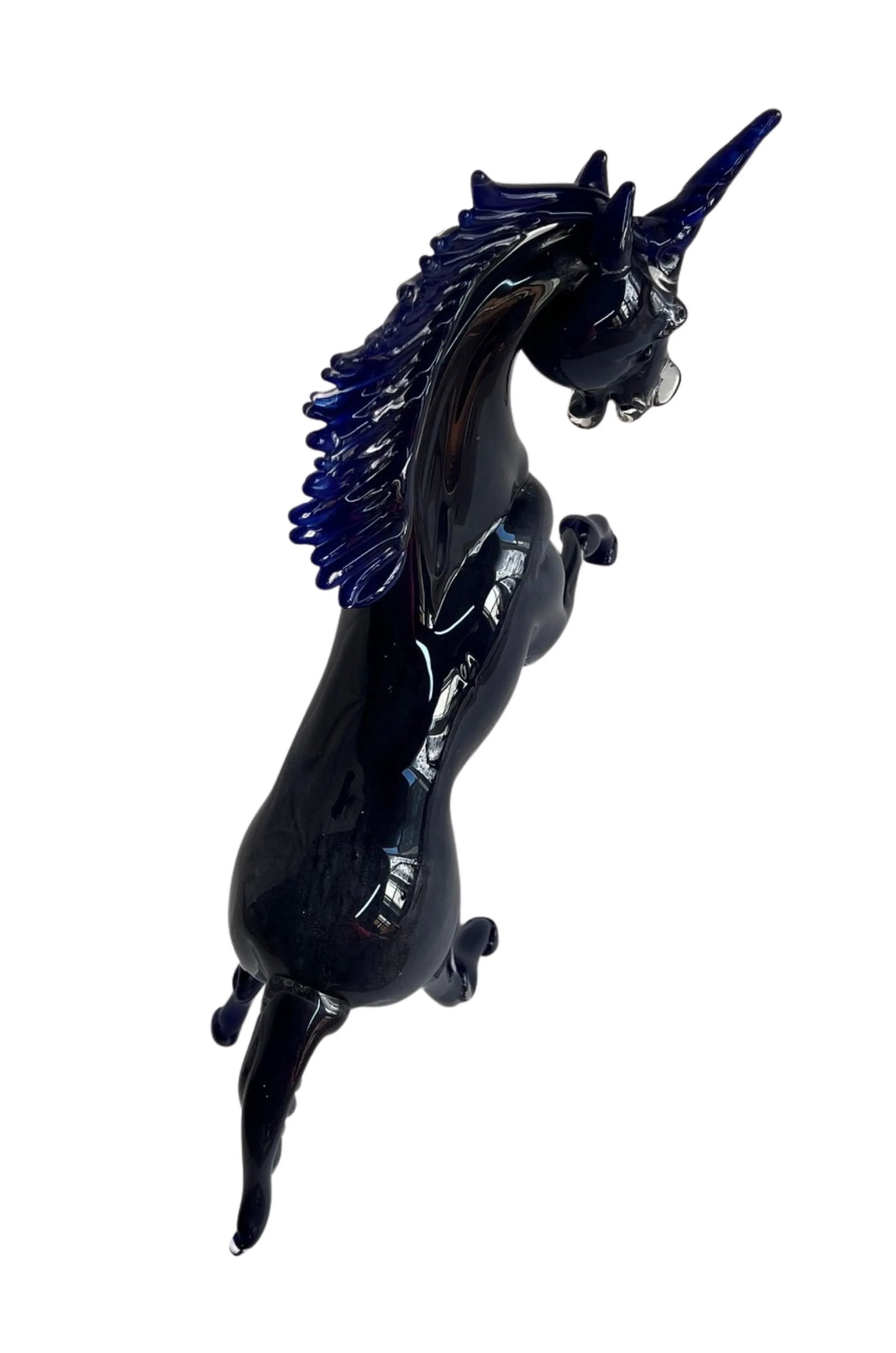Vintage Murano Cobalt Art Glass Sculpture Unicorn Horse Signed Guiman 1/1 - 7