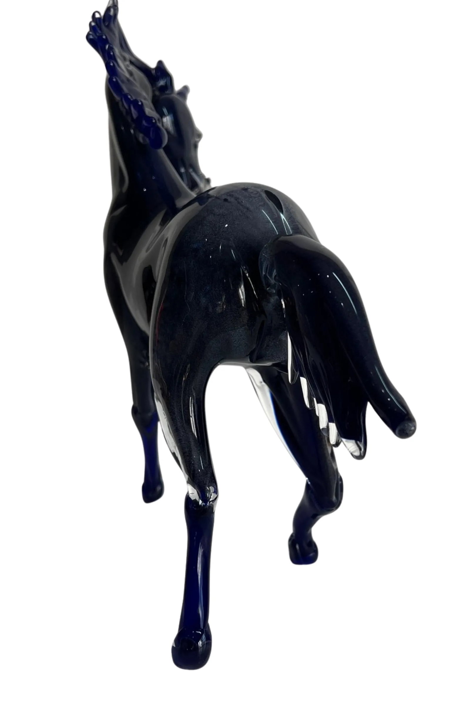 Vintage Murano Cobalt Art Glass Sculpture Unicorn Horse Signed Guiman 1/1 - 8
