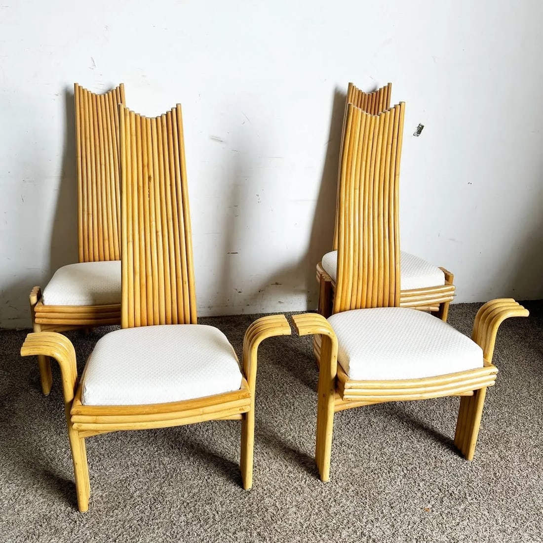 Boho Chic High Back Rattan Dining Chairs - Set of 4 - 2