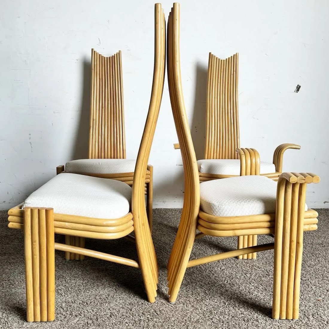 Boho Chic High Back Rattan Dining Chairs - Set of 4 - 3