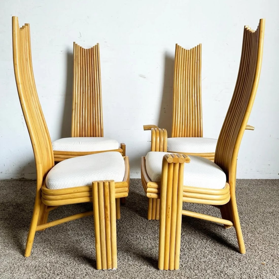 Boho Chic High Back Rattan Dining Chairs - Set of 4 - 4