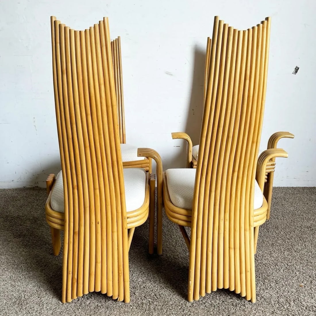 Boho Chic High Back Rattan Dining Chairs - Set of 4 - 5