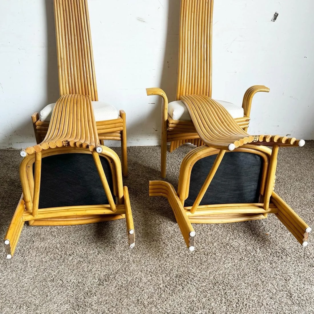Boho Chic High Back Rattan Dining Chairs - Set of 4 - 6