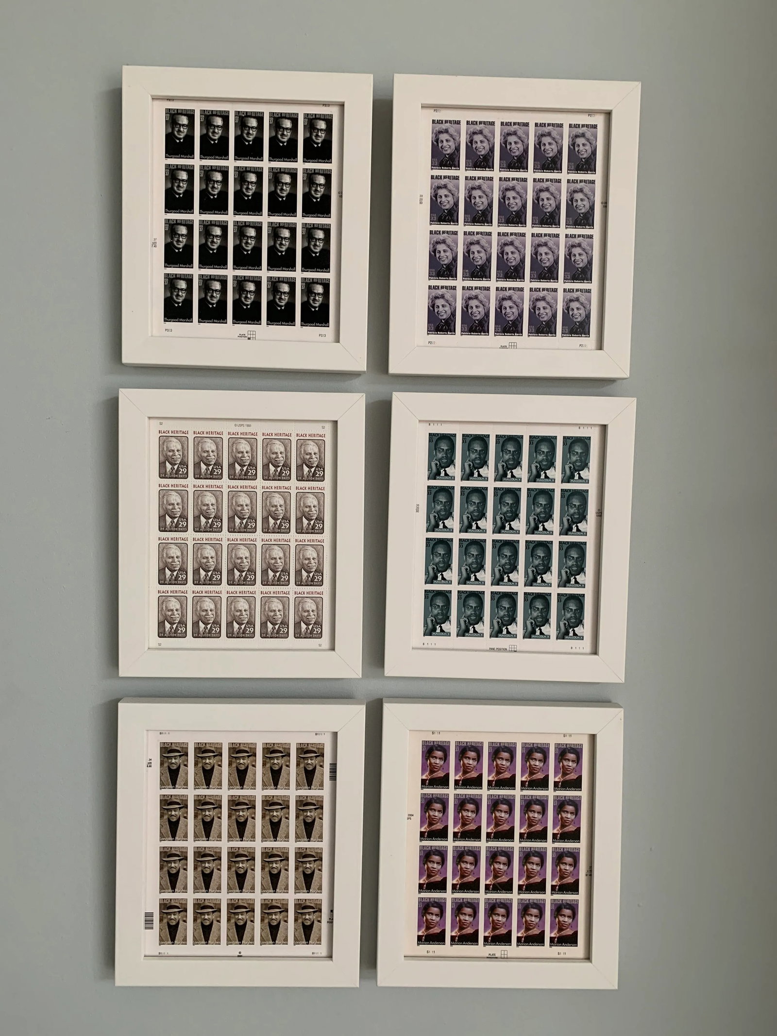 Late 20th Century Black Heritage Month Framed Stamp Collection - 6 Pieces - 8