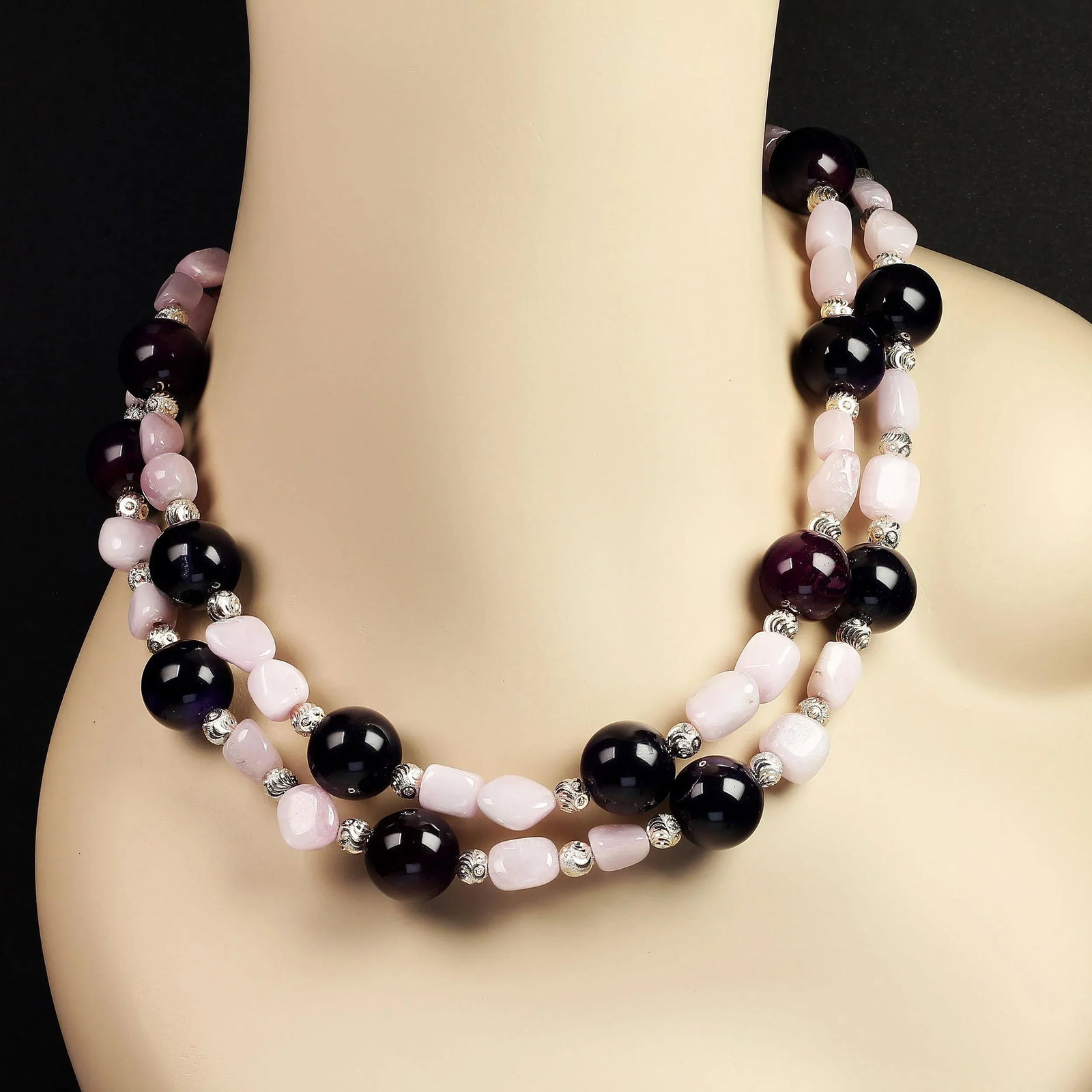 Amethyst & Kunzite Double Strand Necklace - 4