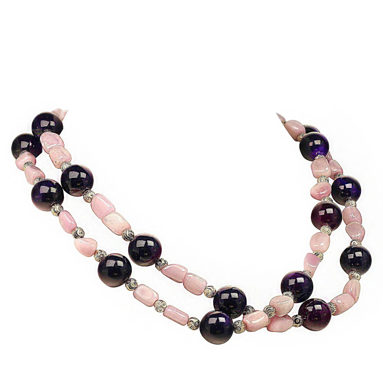 Amethyst & Kunzite Double Strand Necklace - 5