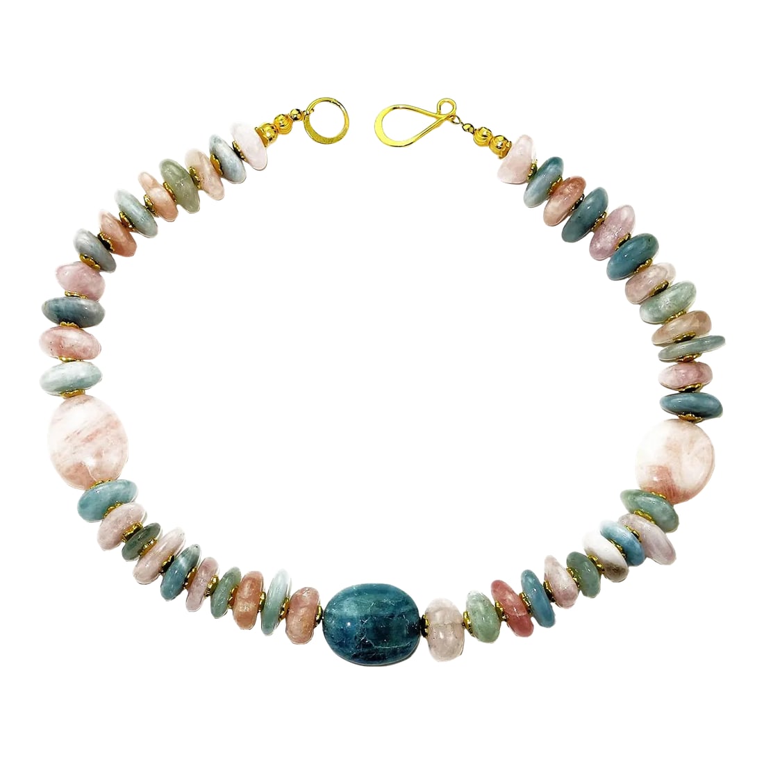 Polished Nuggets of Pink and Blue Beryl Necklace March Birthstone - 3