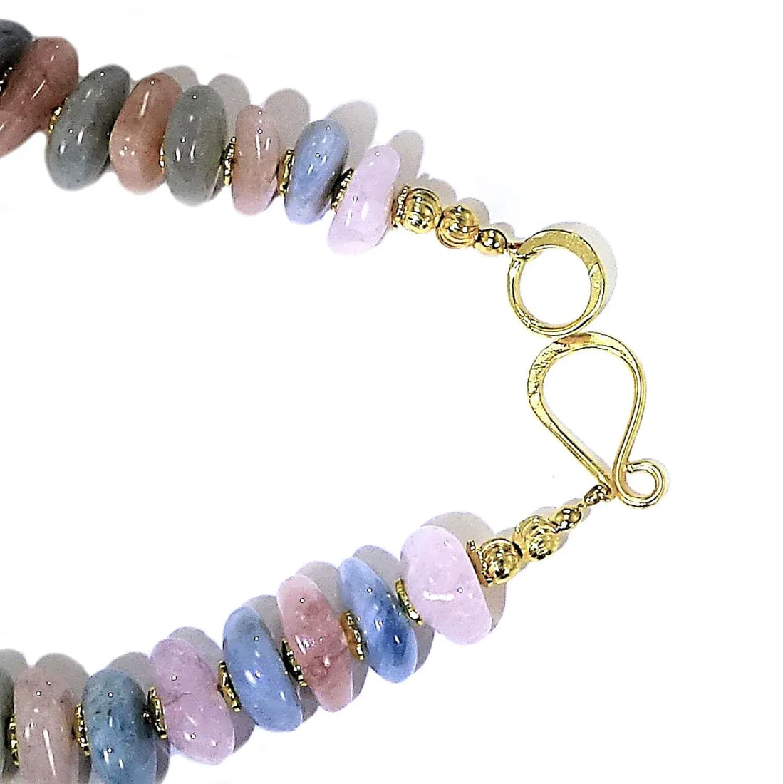 Polished Nuggets of Pink and Blue Beryl Necklace March Birthstone - 8