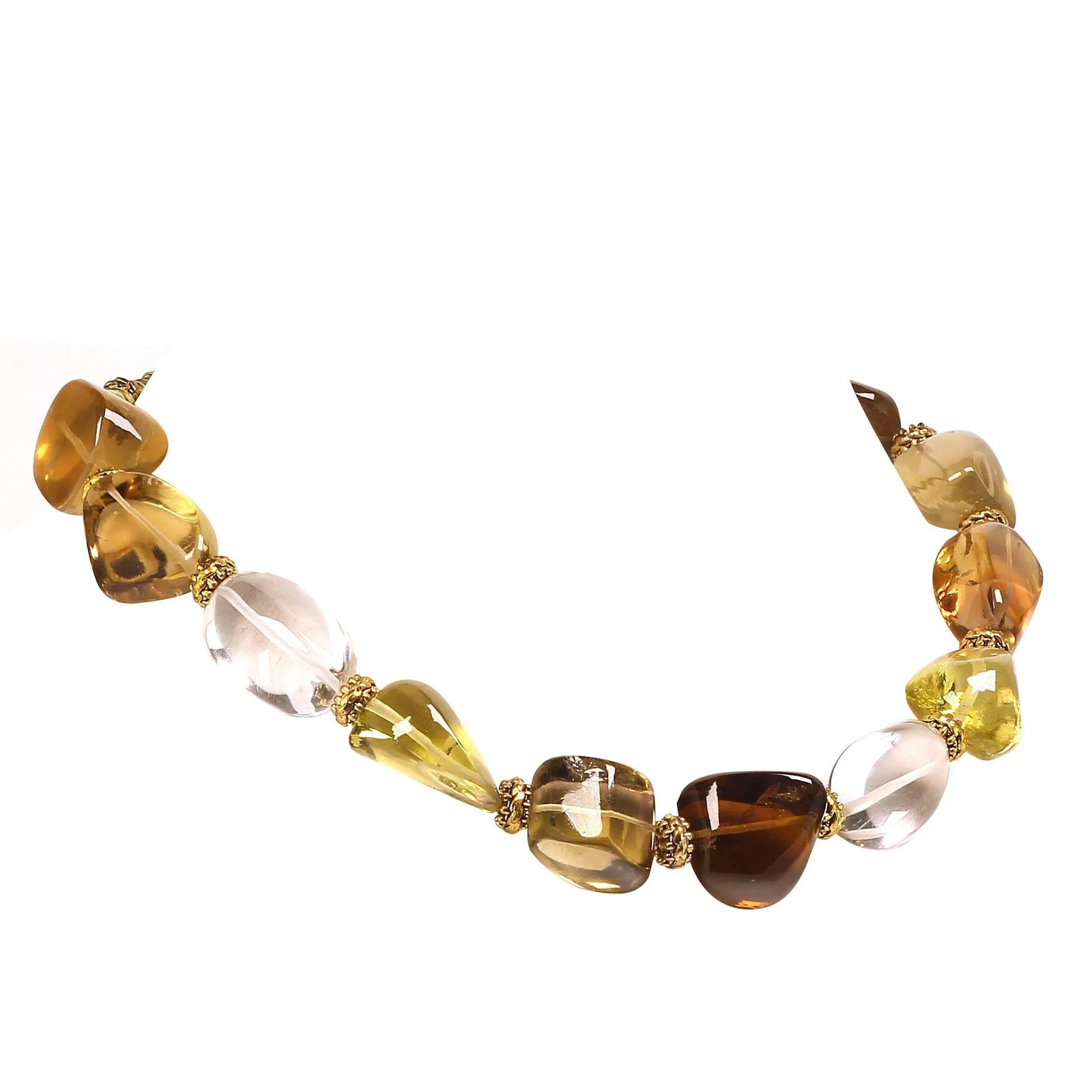 Autumn Tone Polished Quartz Nugget Necklace - 3
