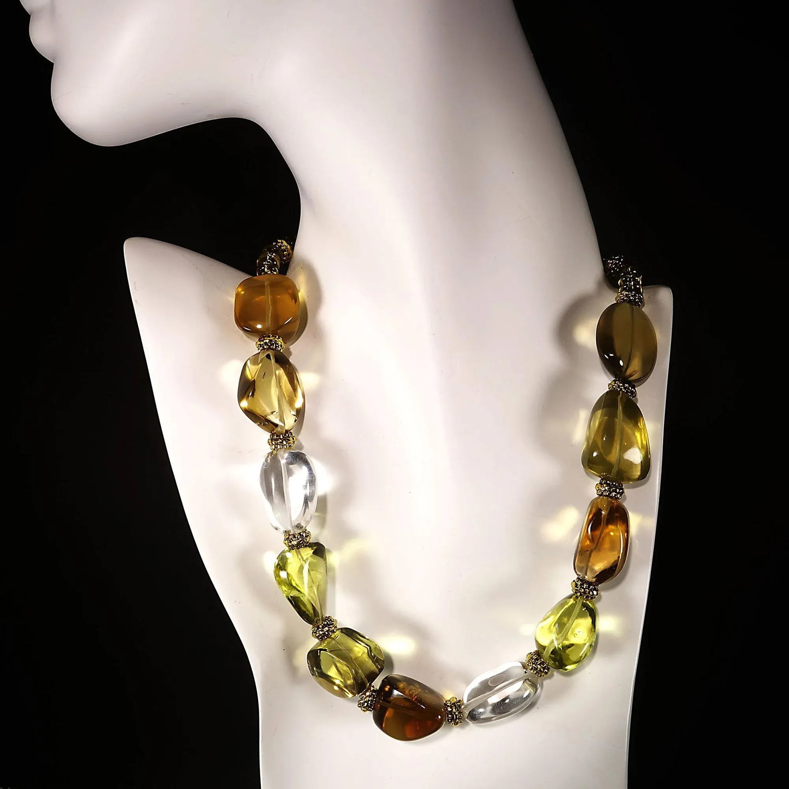 Autumn Tone Polished Quartz Nugget Necklace - 6