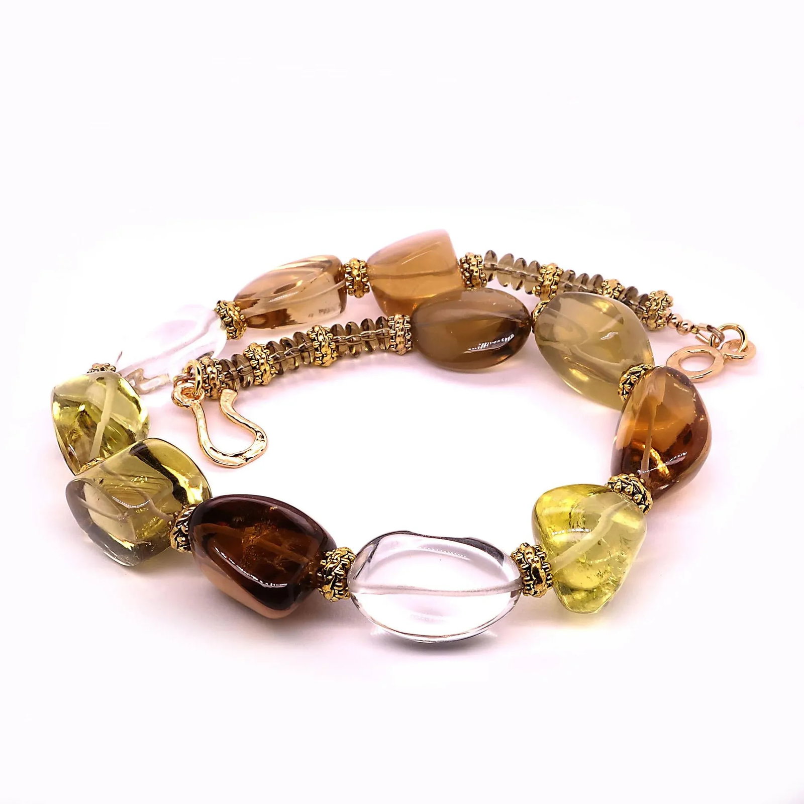 Autumn Tone Polished Quartz Nugget Necklace - 7