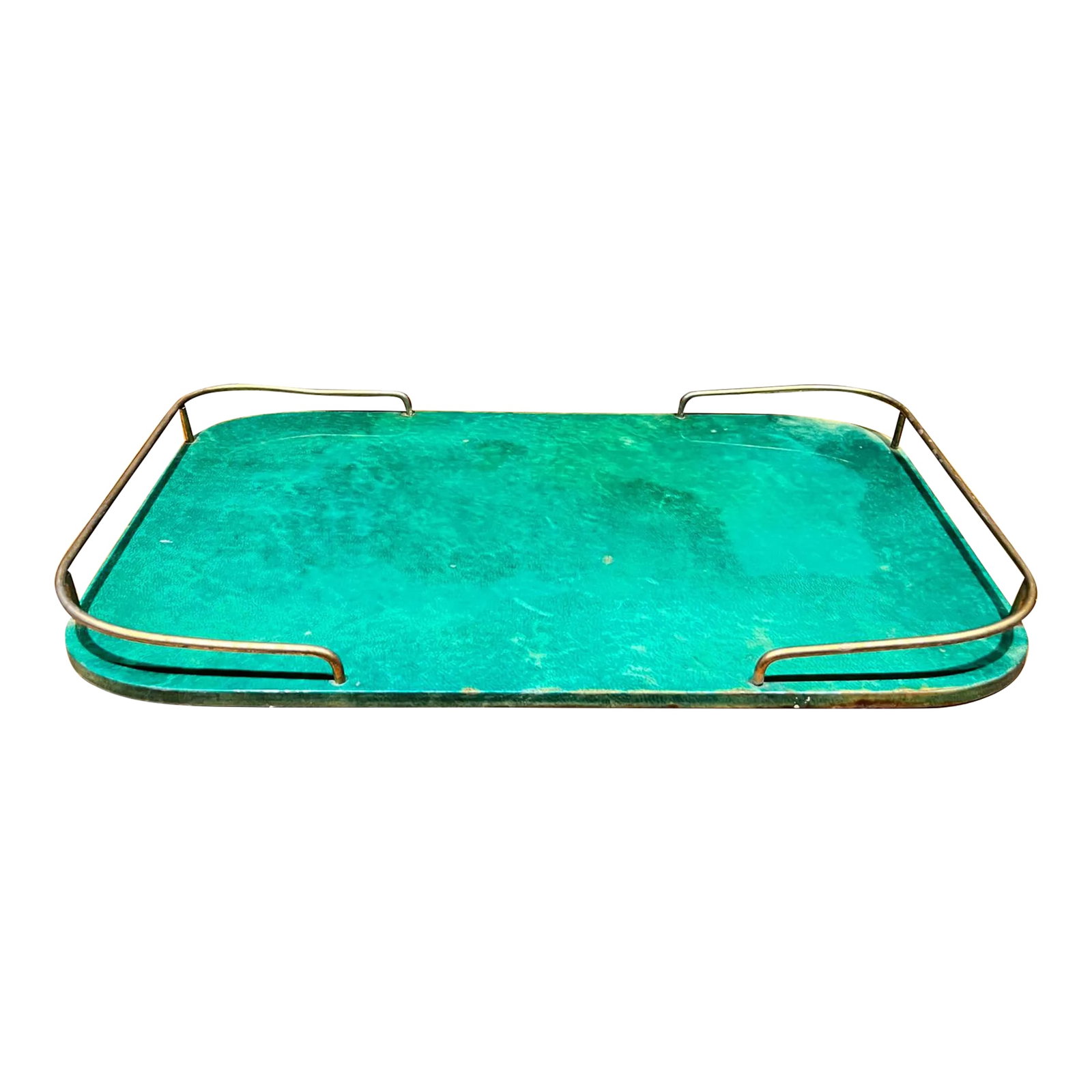1950s Aldo Tura Green Serving Tray Lacquered Goatskin Milano (1 of 10)
