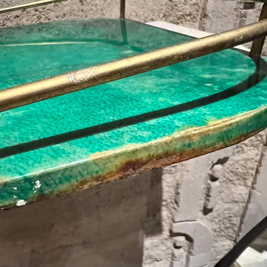 1950s Aldo Tura Green Serving Tray Lacquered Goatskin Milano - 8