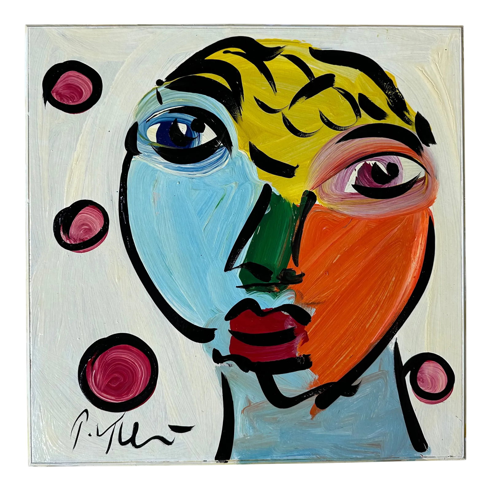 Original Abstract Portrait Painting by Peter Keil: Peter Keil is a German artist who focuses primarily on abstract expressionism. Keil painted with some of the greats, including Joan Miró, Pablo Picasso, and Andy Warhol, to name a few. This is a