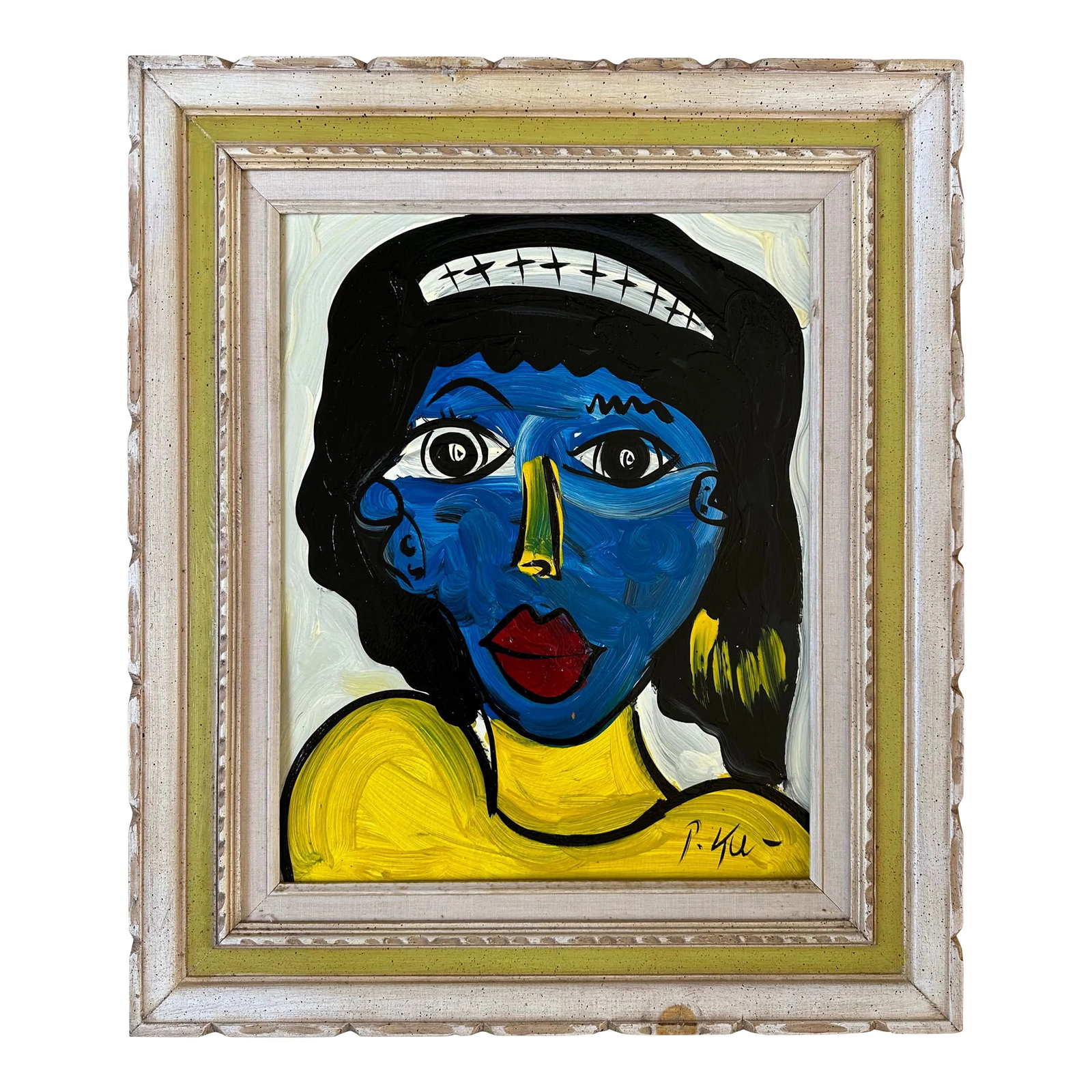 Original Abstract Portrait Painting by Peter Keil, Framed: Peter Keil is a German artist who focuses primarily on abstract expressionism. Keil painted with some of the greats, including Joan Miró, Pablo Picasso, and Andy Warhol, to name a few. This is a