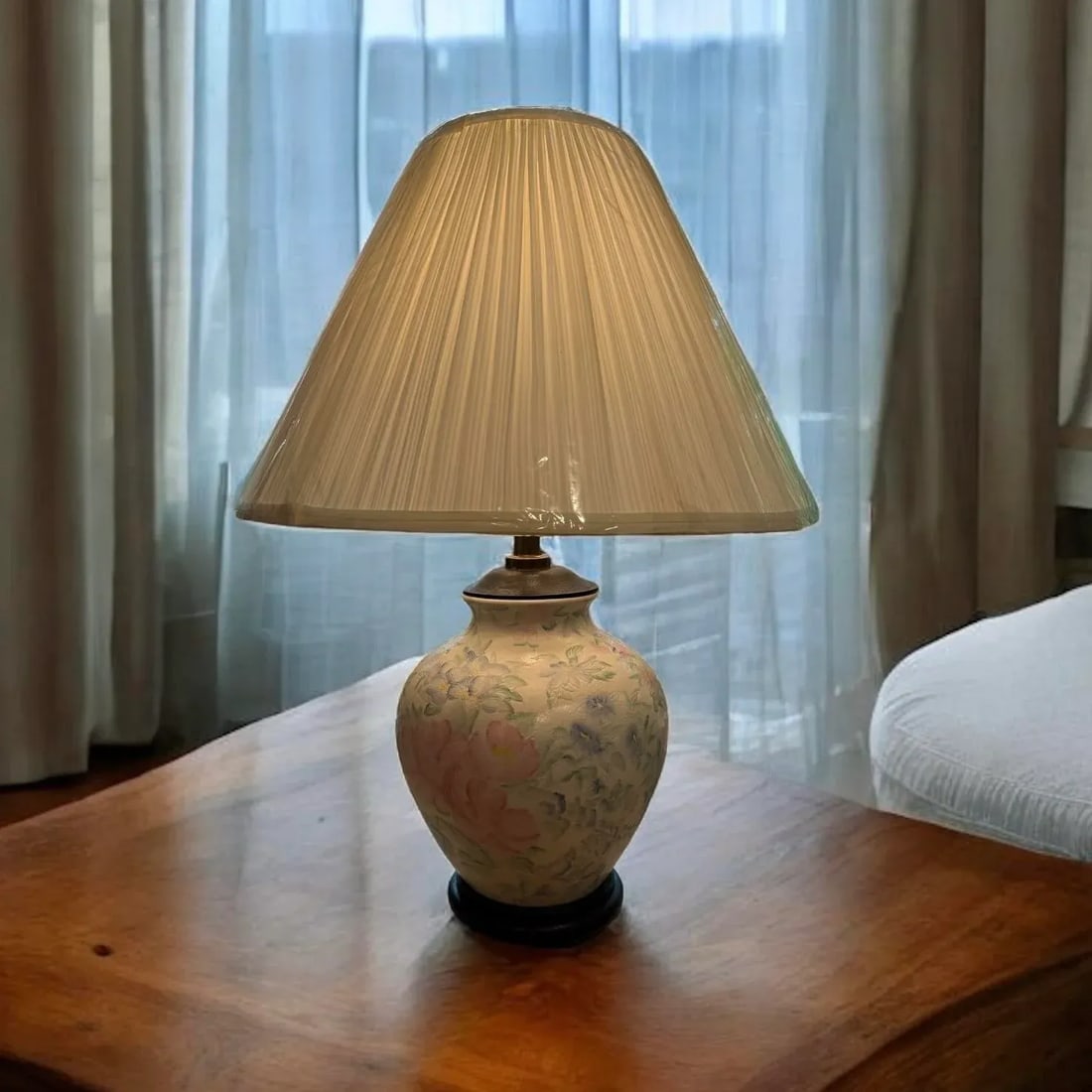 Chinoiserie Large Hand Painted Table Lamp Ginger Jar Ceramic Famille Rose - 10