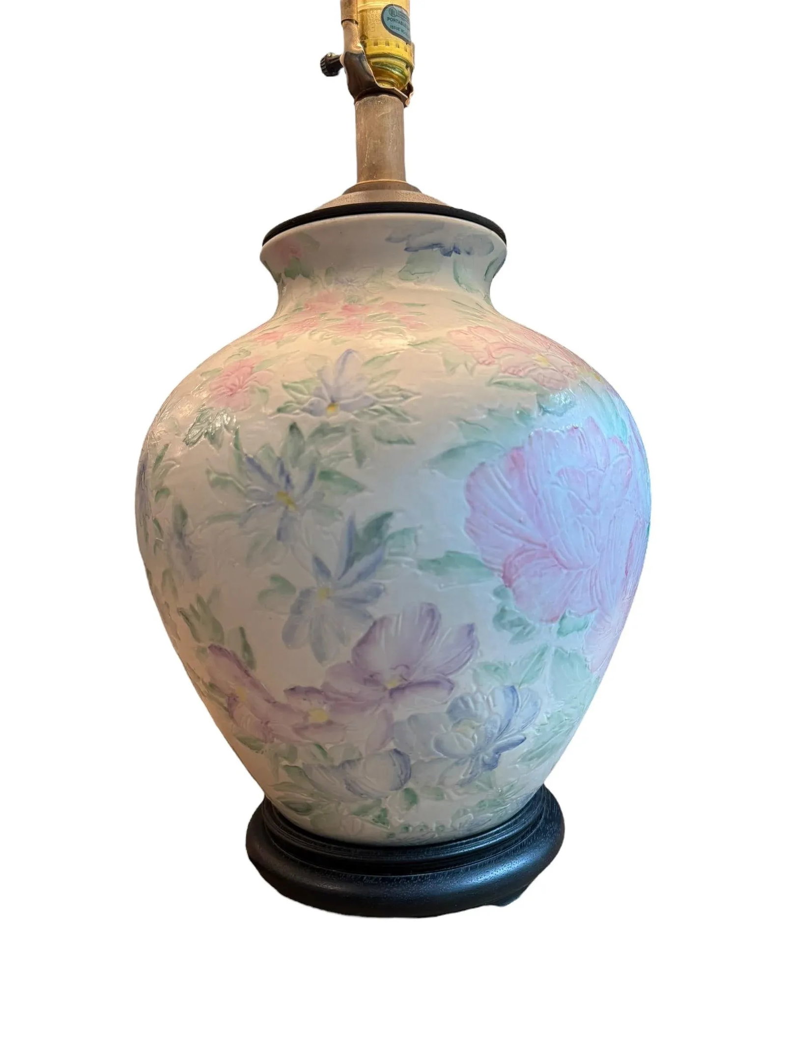 Chinoiserie Large Hand Painted Table Lamp Ginger Jar Ceramic Famille Rose - 11