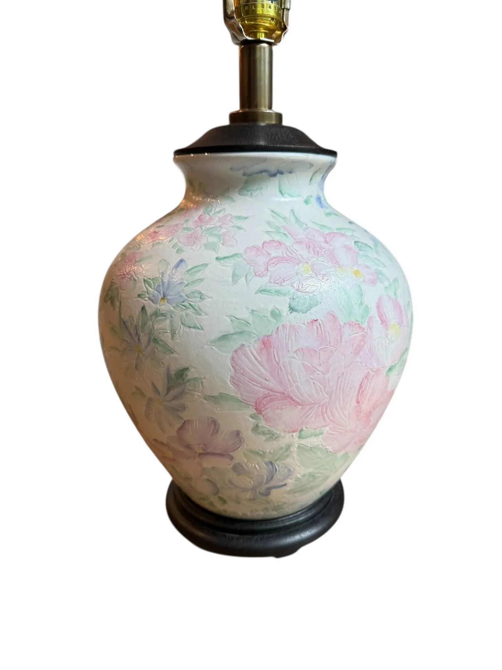 Chinoiserie Large Hand Painted Table Lamp Ginger Jar Ceramic Famille Rose - 3