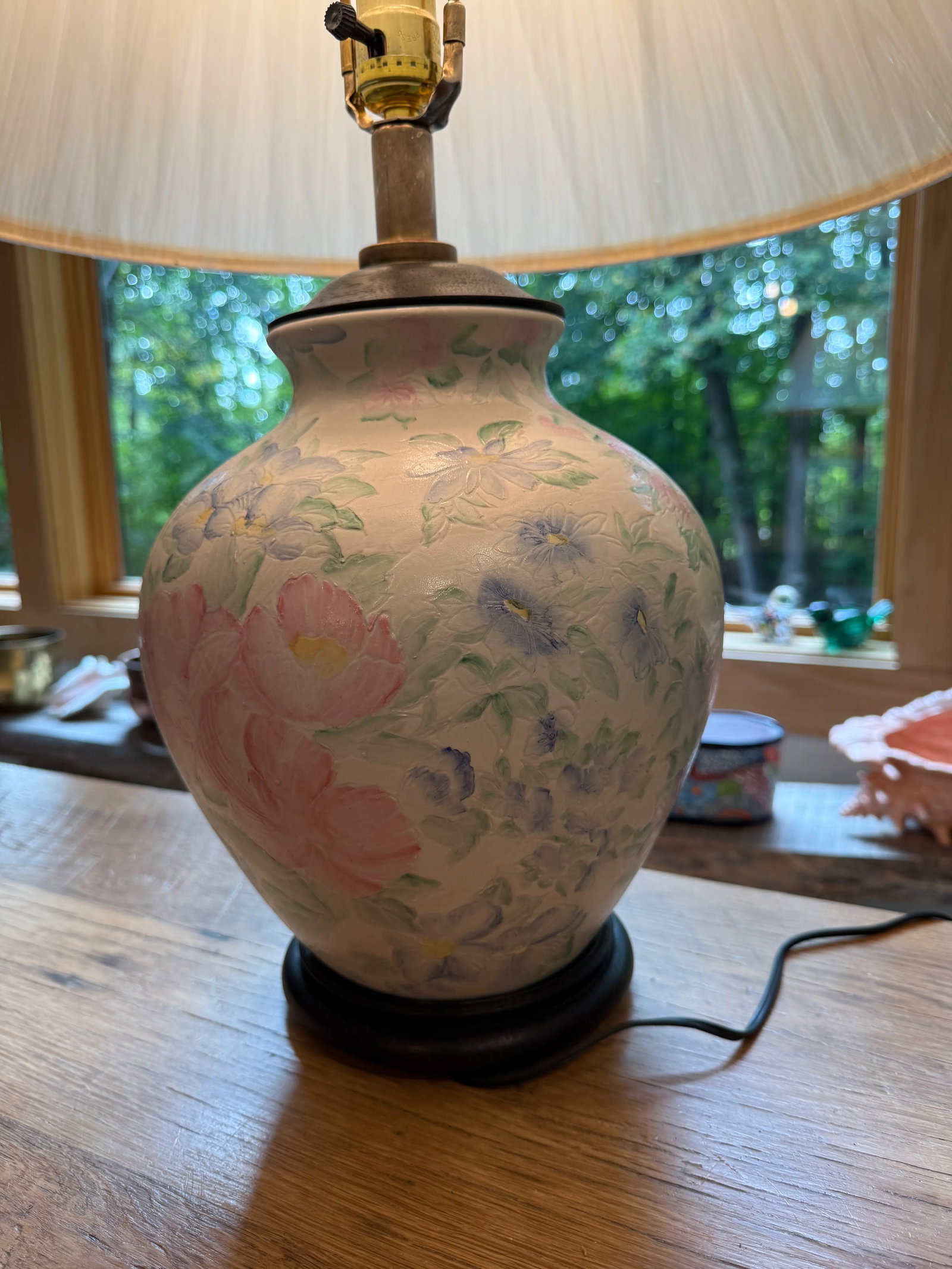 Chinoiserie Large Hand Painted Table Lamp Ginger Jar Ceramic Famille Rose - 7