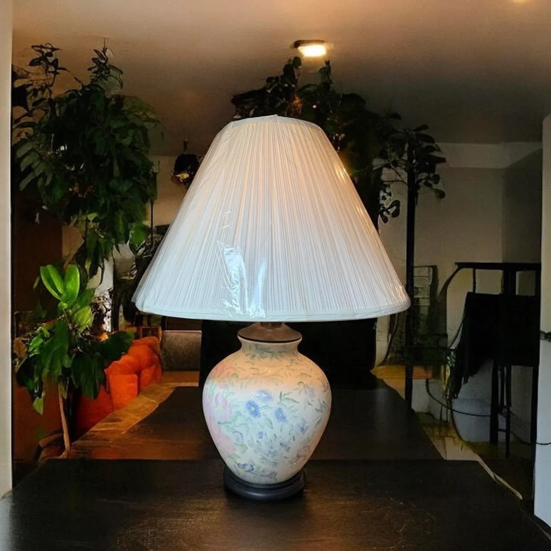 Chinoiserie Large Hand Painted Table Lamp Ginger Jar Ceramic Famille Rose - 9