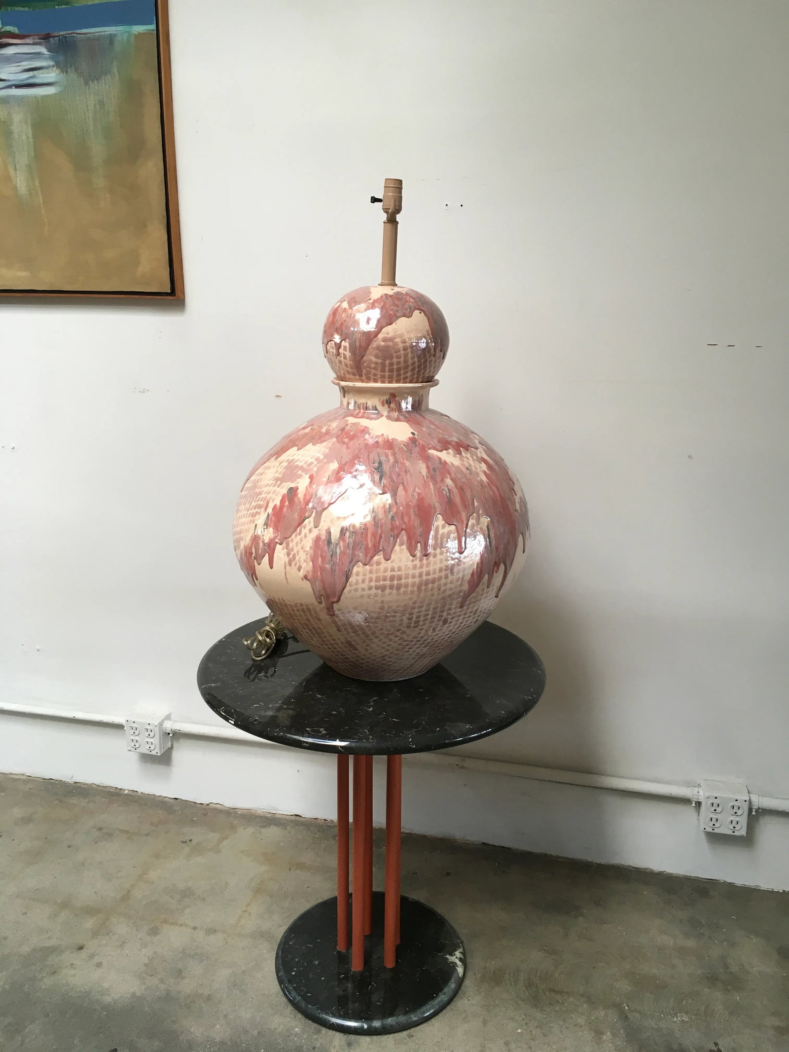 Monumental Postmodern Drip Glaze Ceramic Table Lamp in the Manner of Gary McCloy, Palm Springs Estat - 10