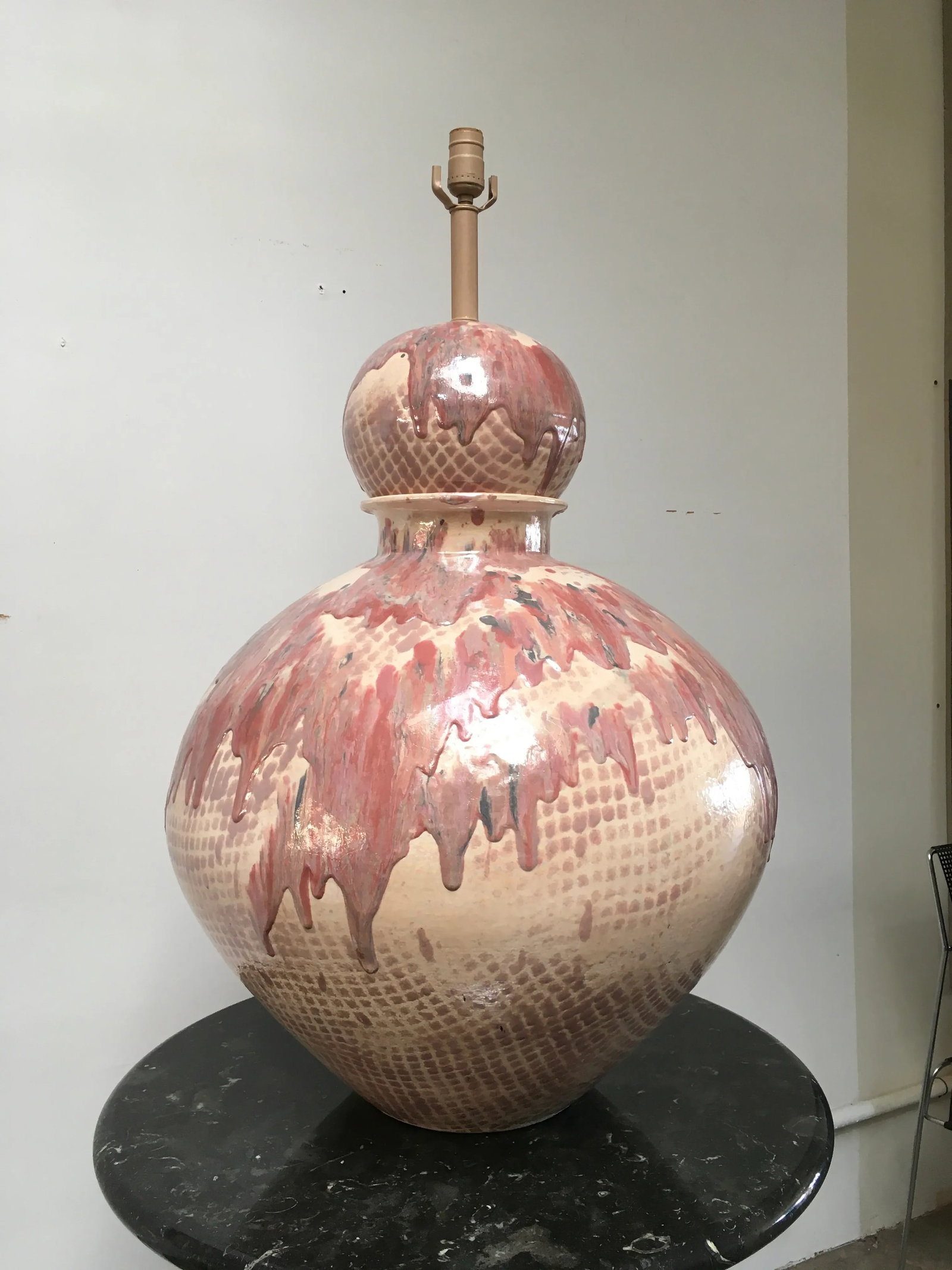 Monumental Postmodern Drip Glaze Ceramic Table Lamp in the Manner of Gary McCloy, Palm Springs Estat - 12