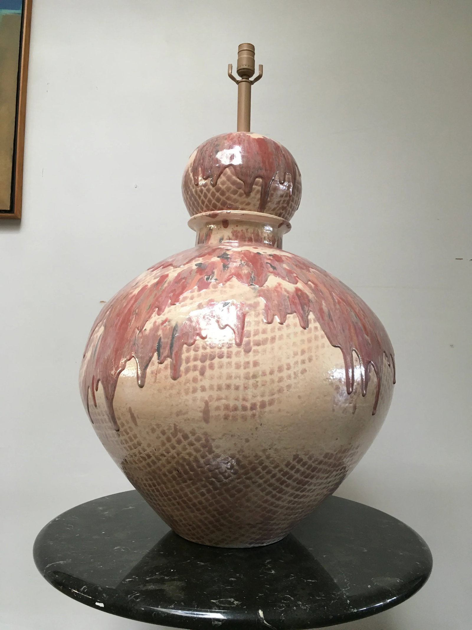 Monumental Postmodern Drip Glaze Ceramic Table Lamp in the Manner of Gary McCloy, Palm Springs Estat - 2