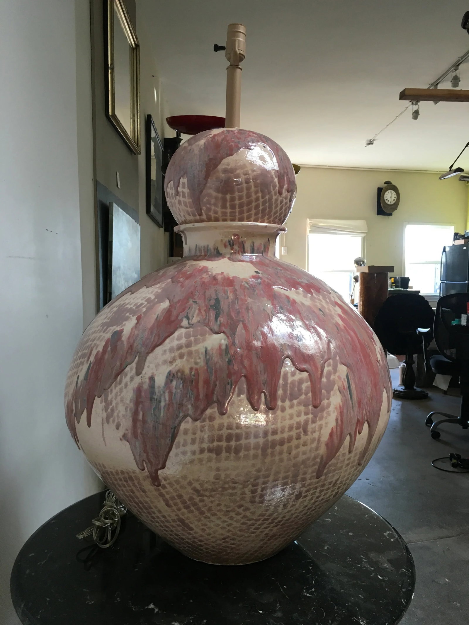 Monumental Postmodern Drip Glaze Ceramic Table Lamp in the Manner of Gary McCloy, Palm Springs Estat - 7
